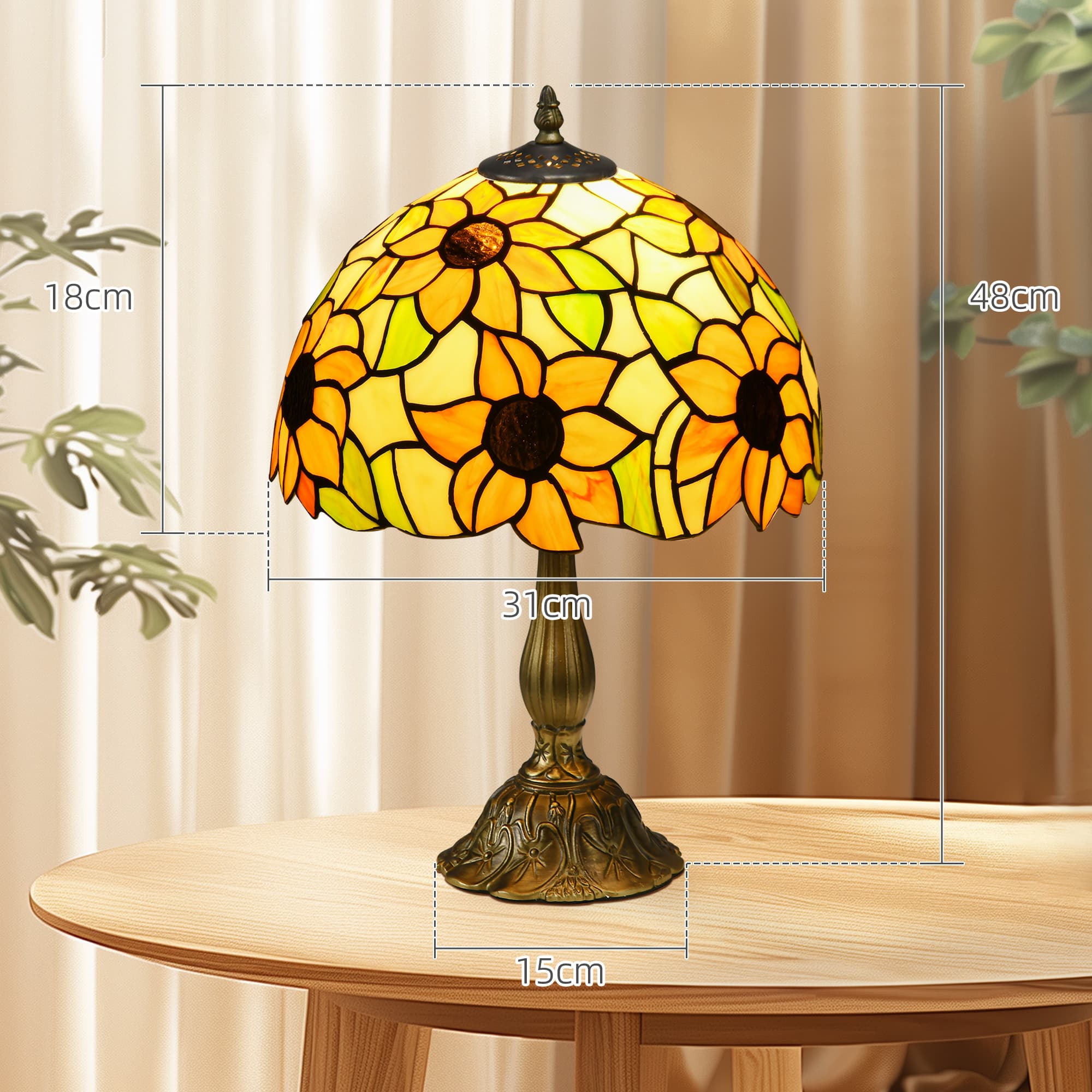 Handmade Sunflower Stained Glass Lamp for Bedside Tables - image 1