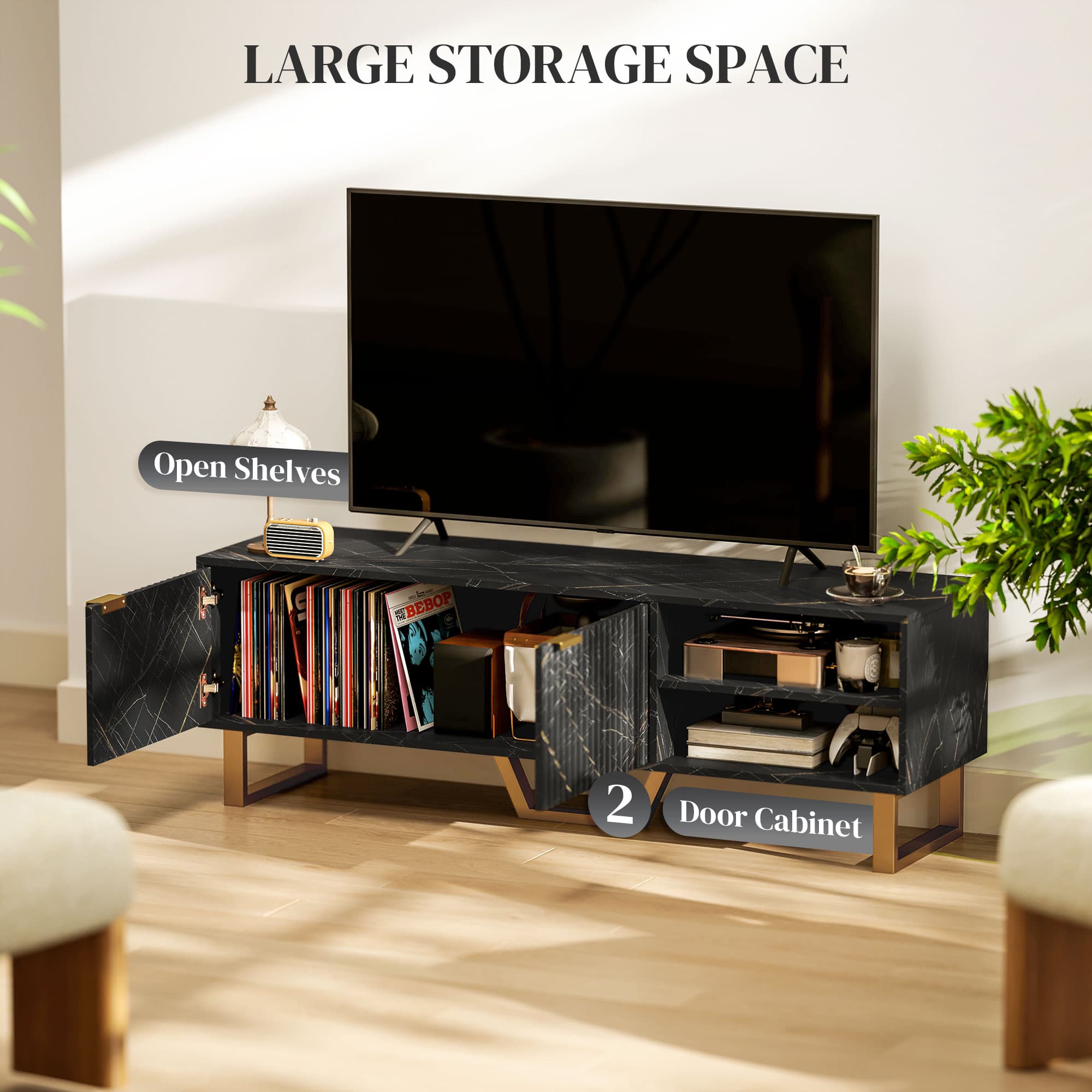 Transform Your Space with this Black Marble Effect TV Unit - image 5