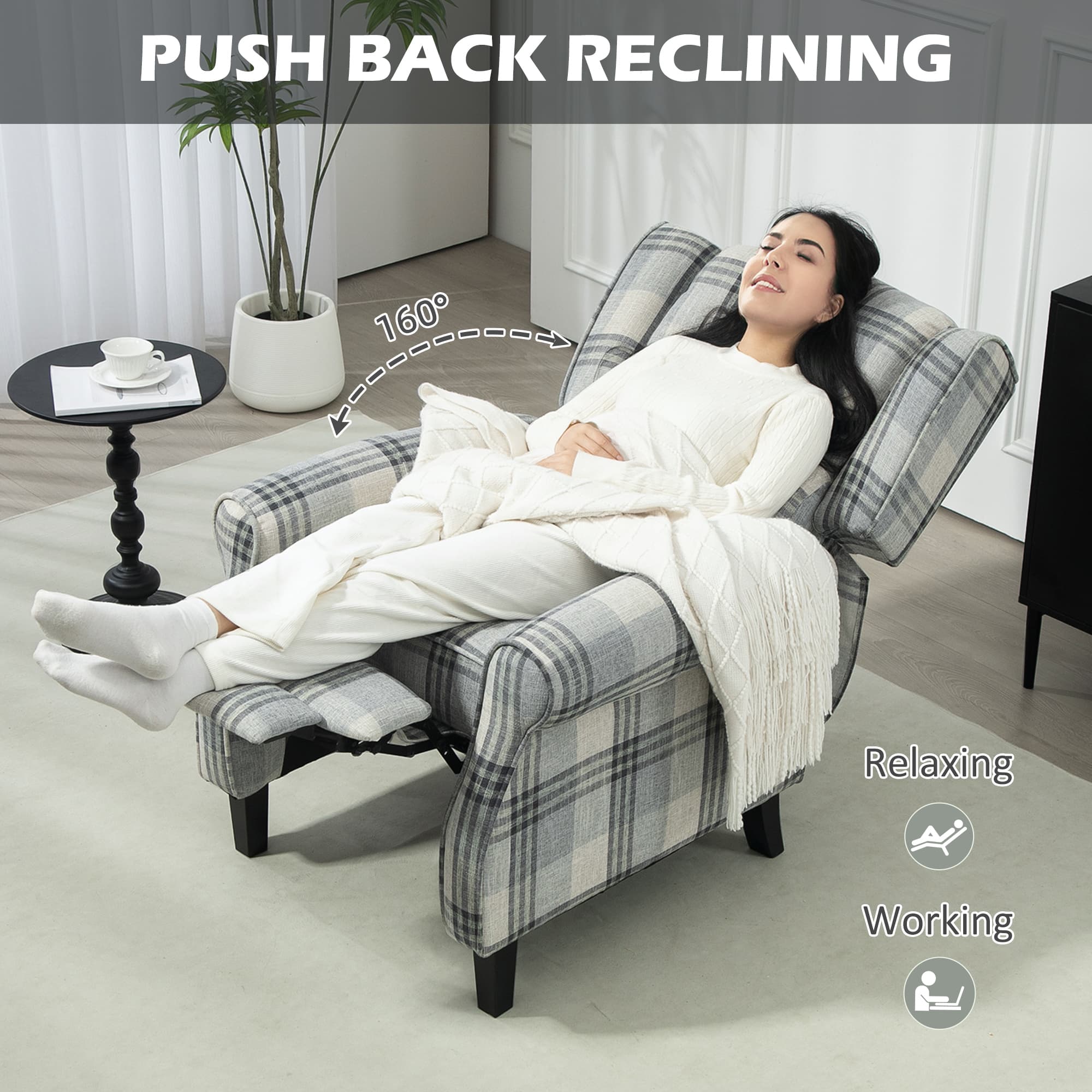 Effortless Comfort: Grey 160° Reclining Armchair with Footrest - image 4