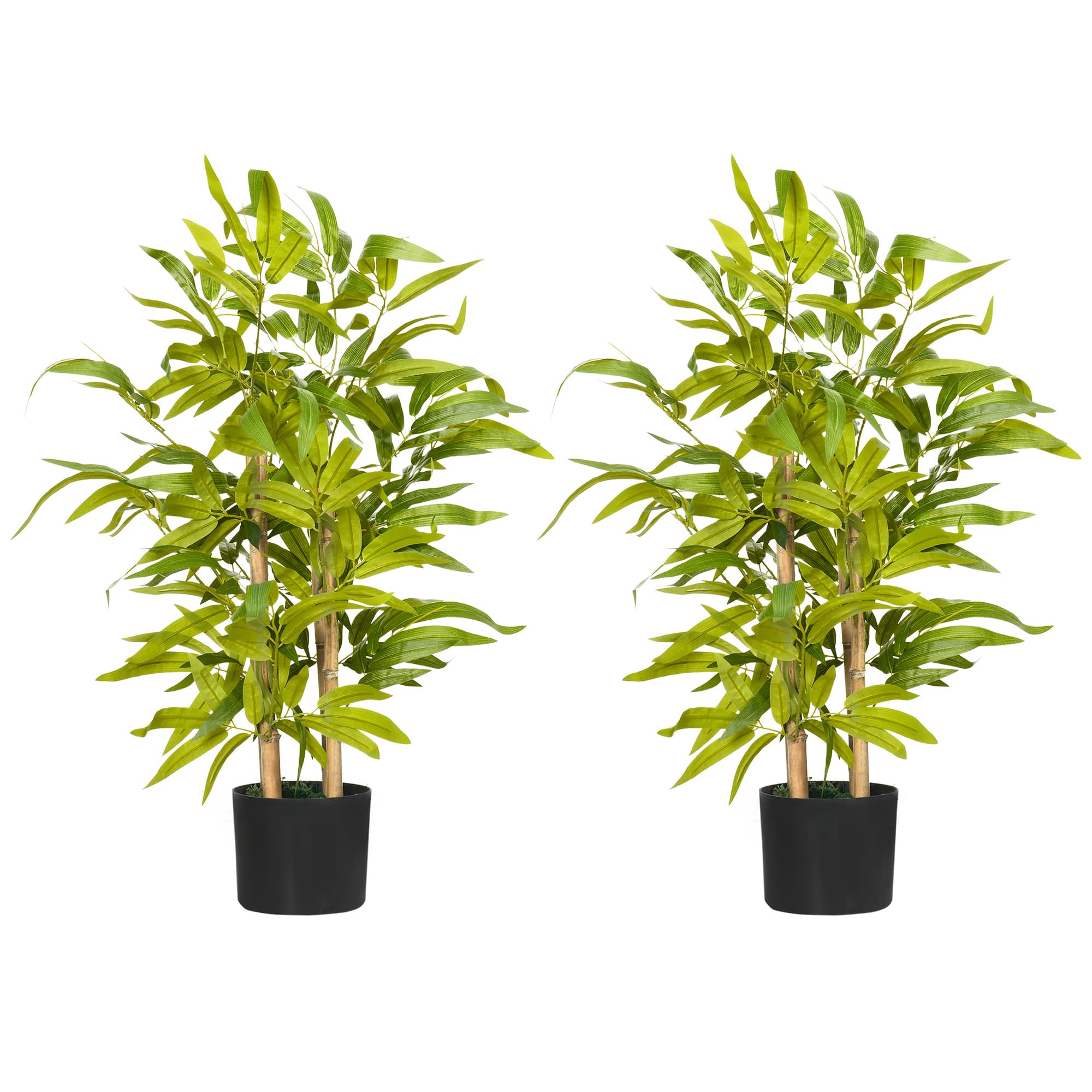 Two faux bamboo plants in black pots — 60cm, zero upkeep