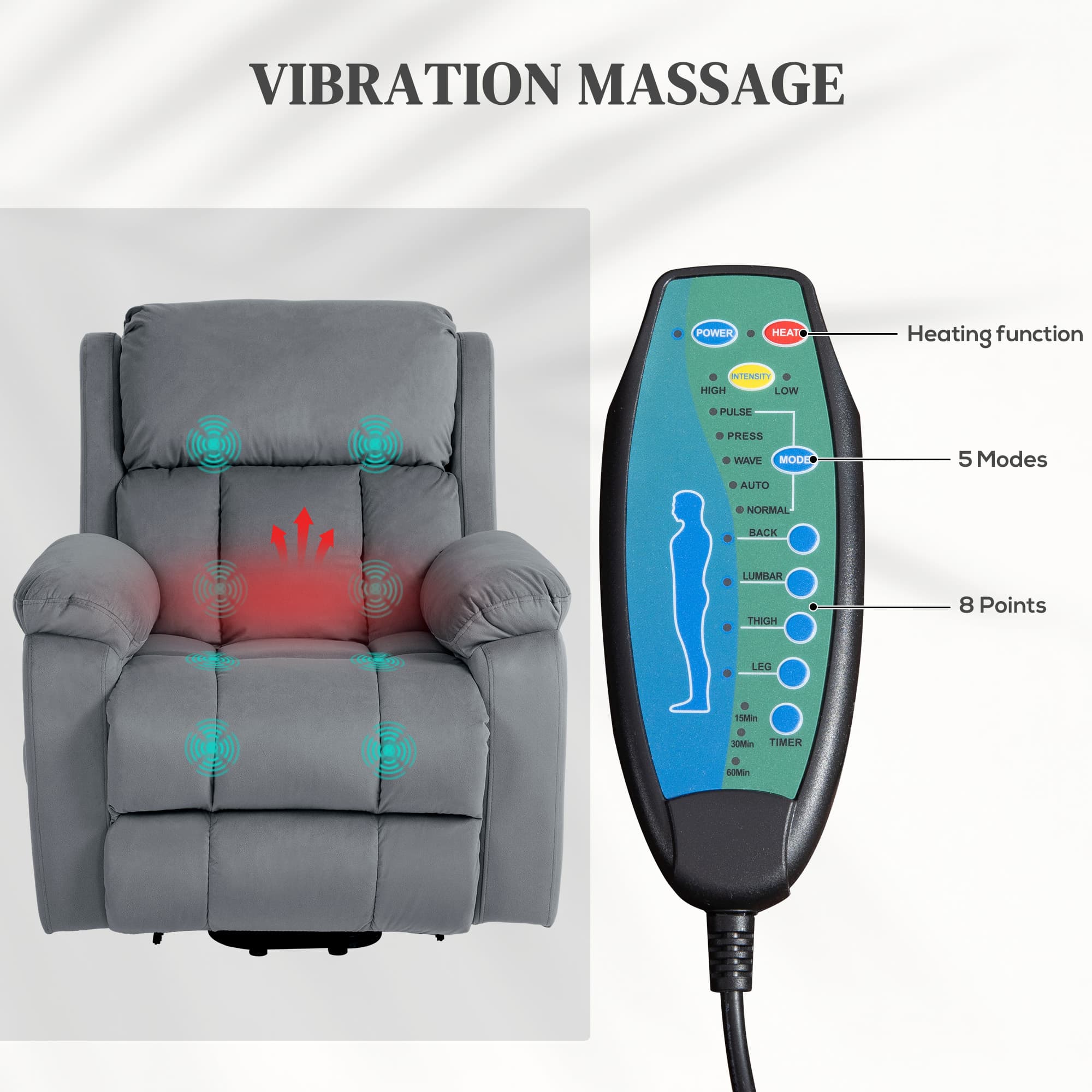 Eight-Point Massage Lift Chair with Heat and Remote - image 4