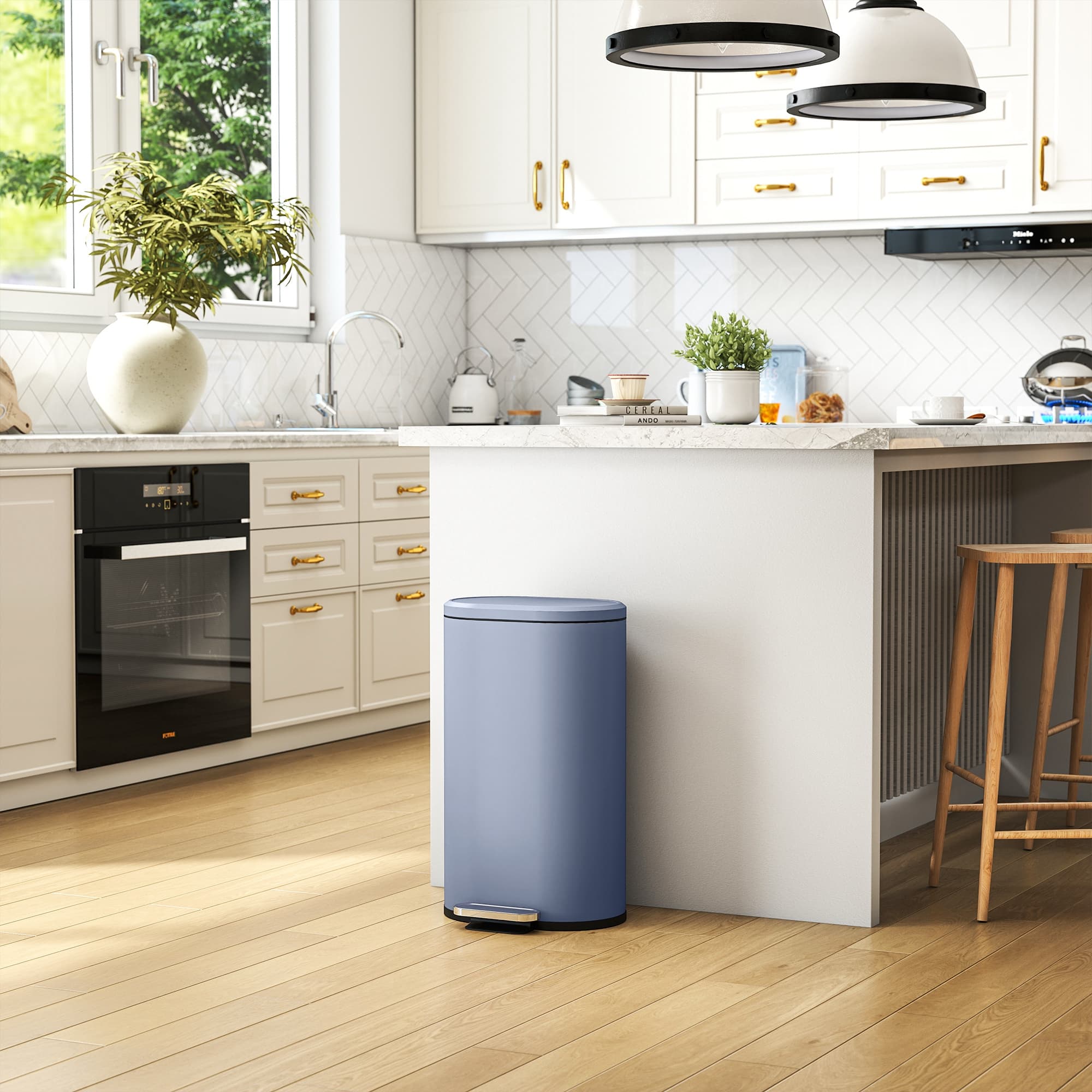 30L curved step pedal bin with silent soft-close lid - image 7