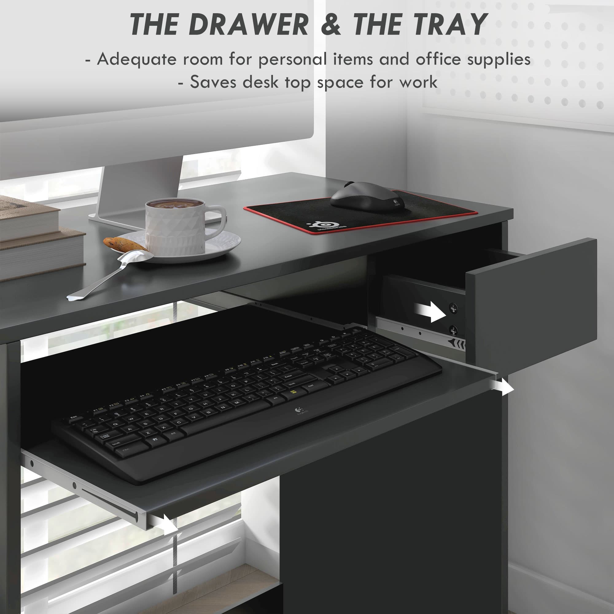 Space-Saving Grey Computer Desk for Your Home Office - image 2