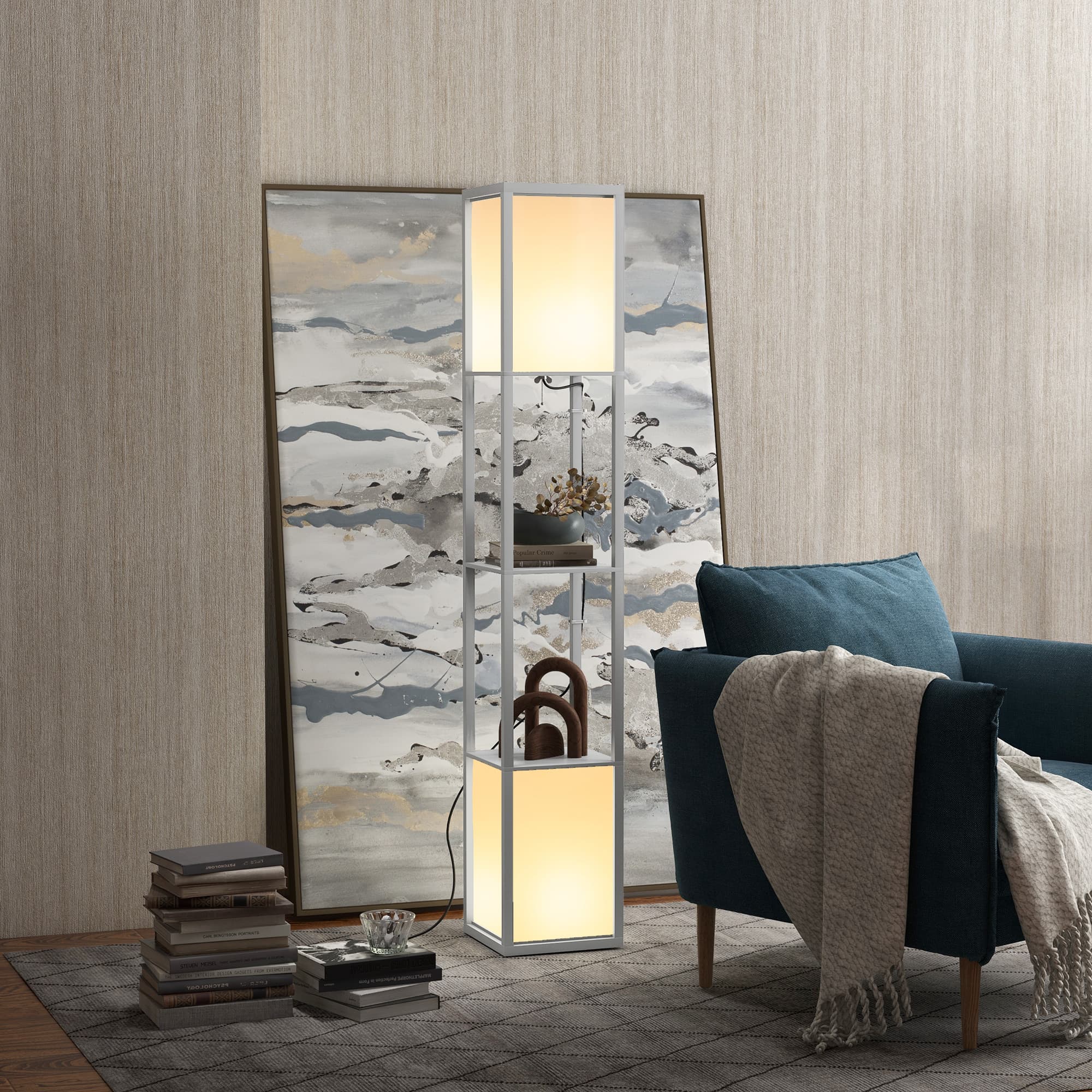 Transform Your Space With This Grey Shelf Floor Lamp - image 2