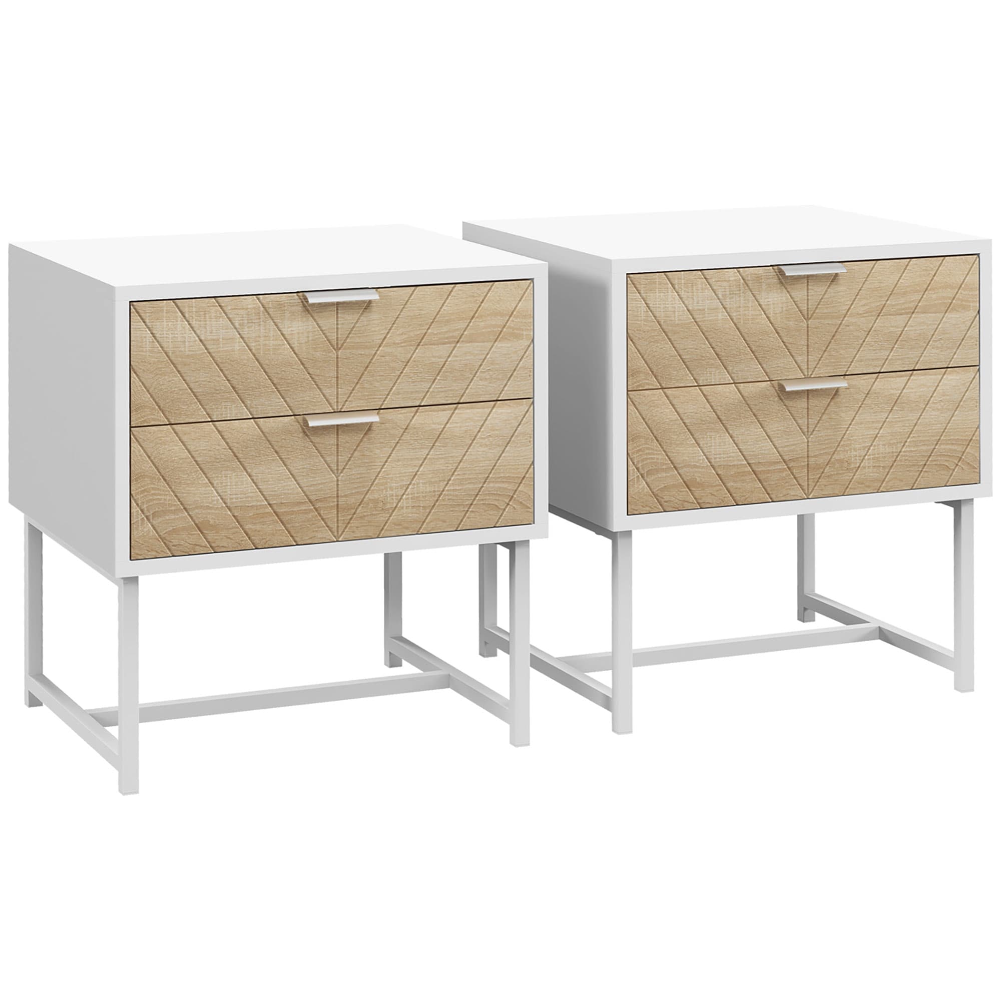 Transform Your Space with Modern White & Oak Bedside Tables - White  Oak