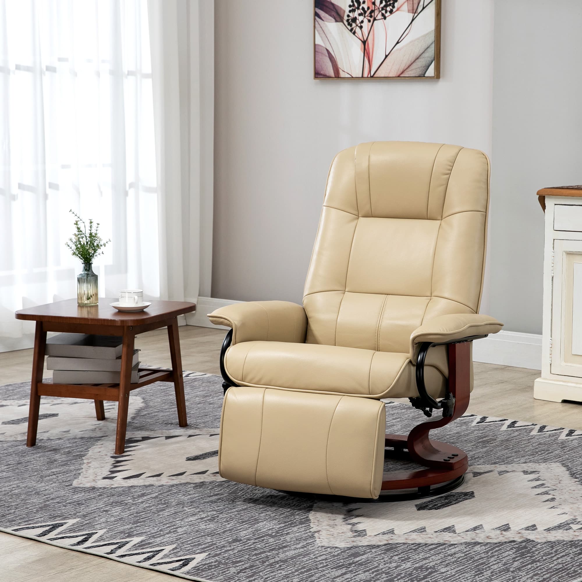 Transform Your Evenings with this Cream Reclining Swivel Chair - image 1