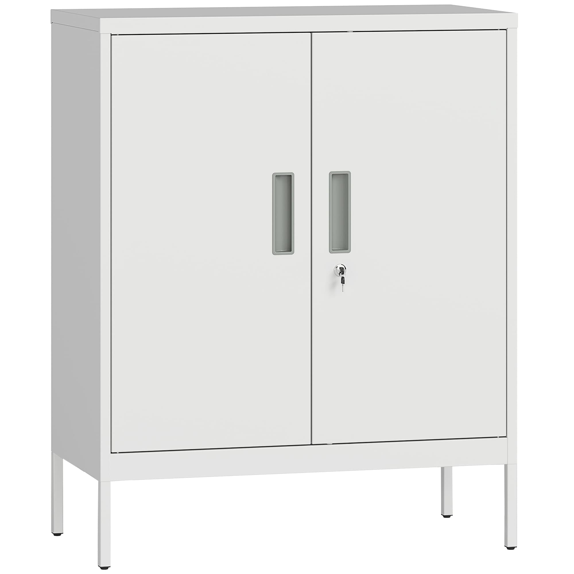 Secure White Metal Storage Cabinet for Home and Office - White