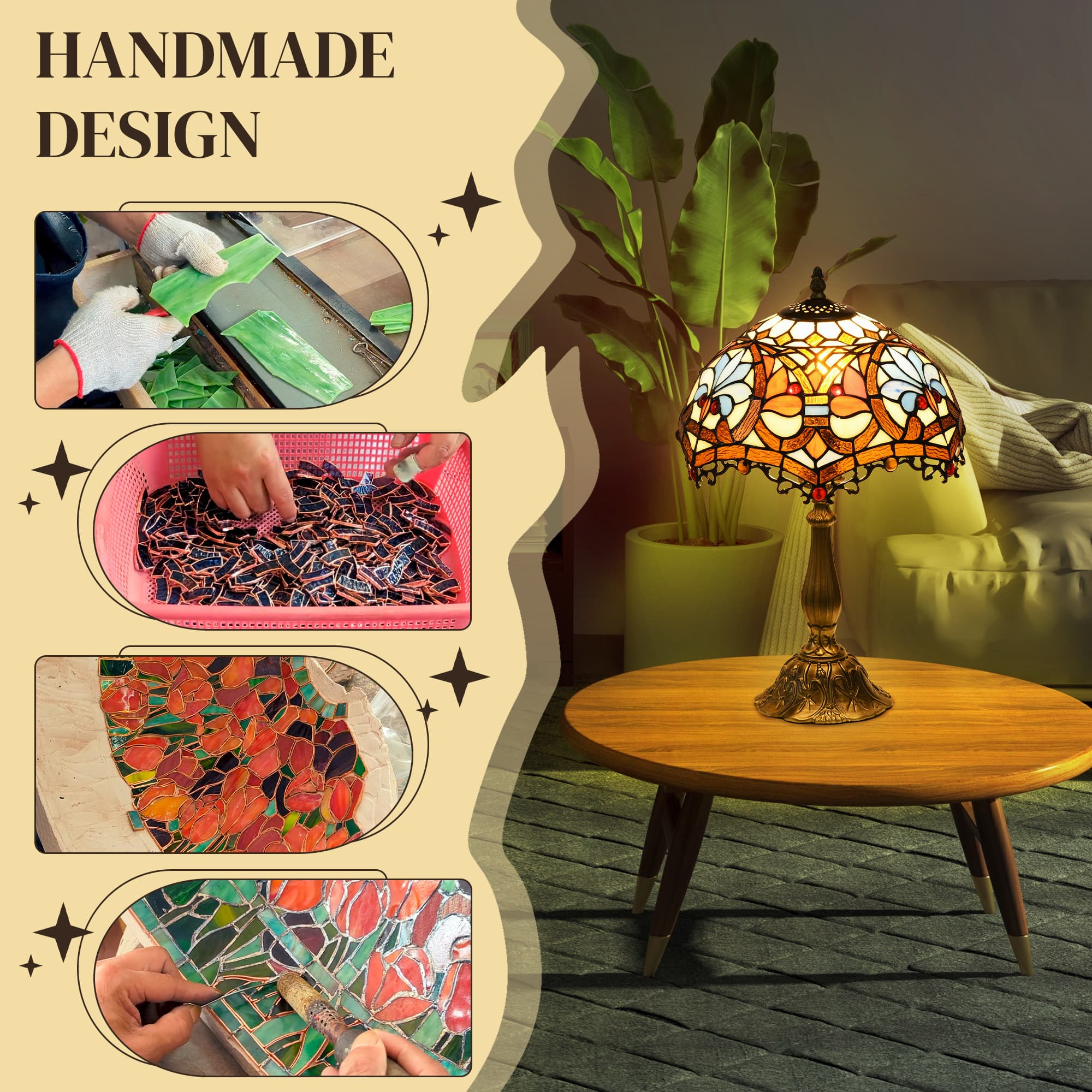Stained Glass Table Lamp with Artisan Tiffany-Style Shade - image 5