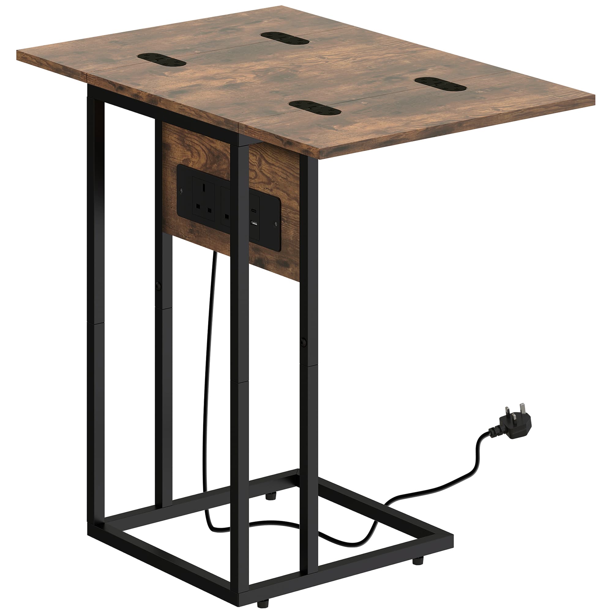 Side Table with Built-In Charging Station and Foldable Top - image 8