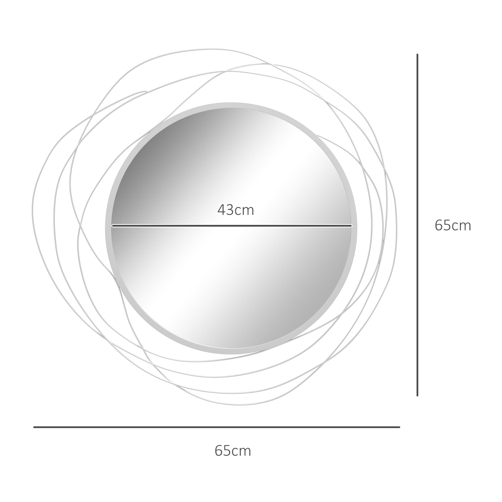 Round Wall Mirror with Abstract Metal Wire Surround - image 5