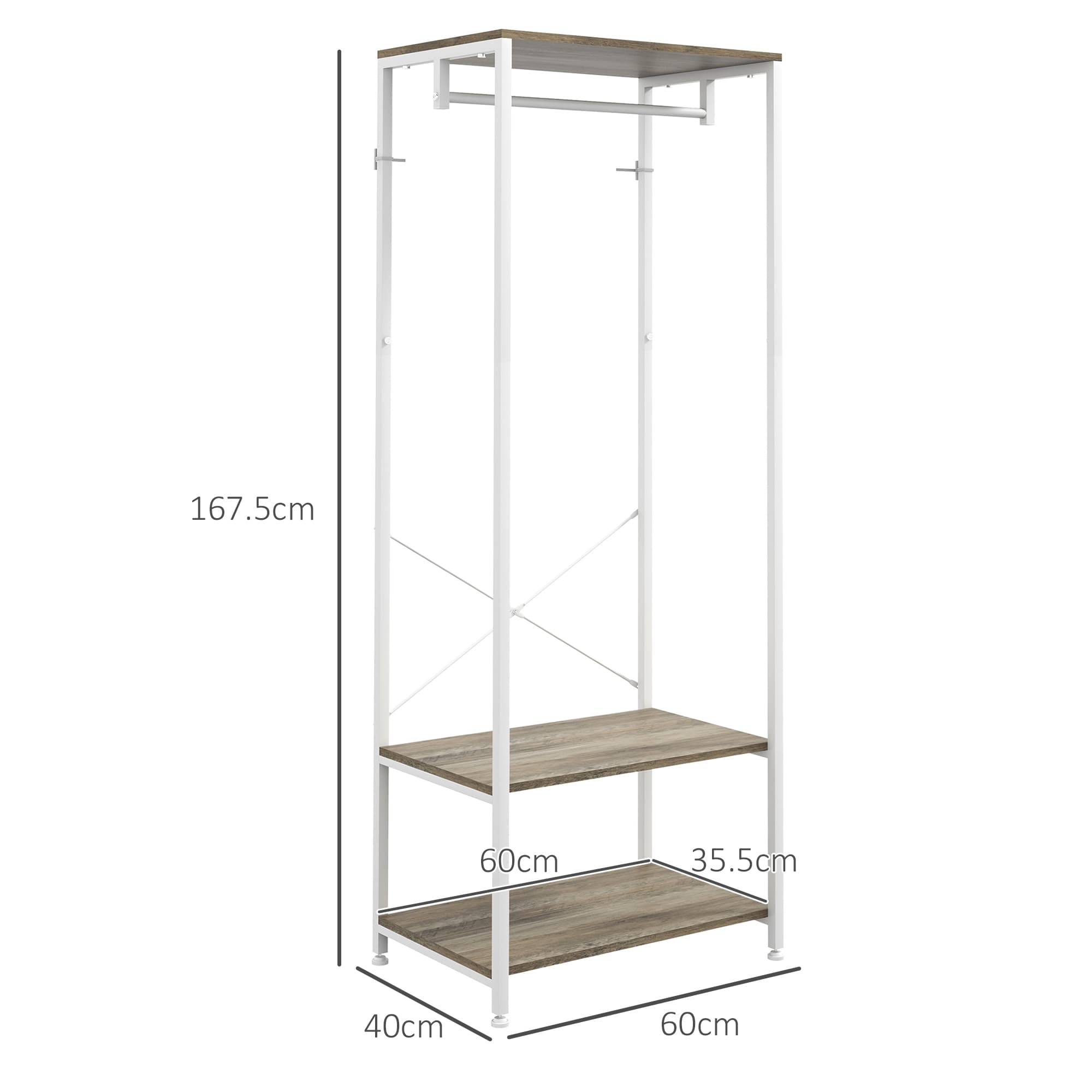 Coat Rack and Shoe Shelves for Hallways, White - image 3