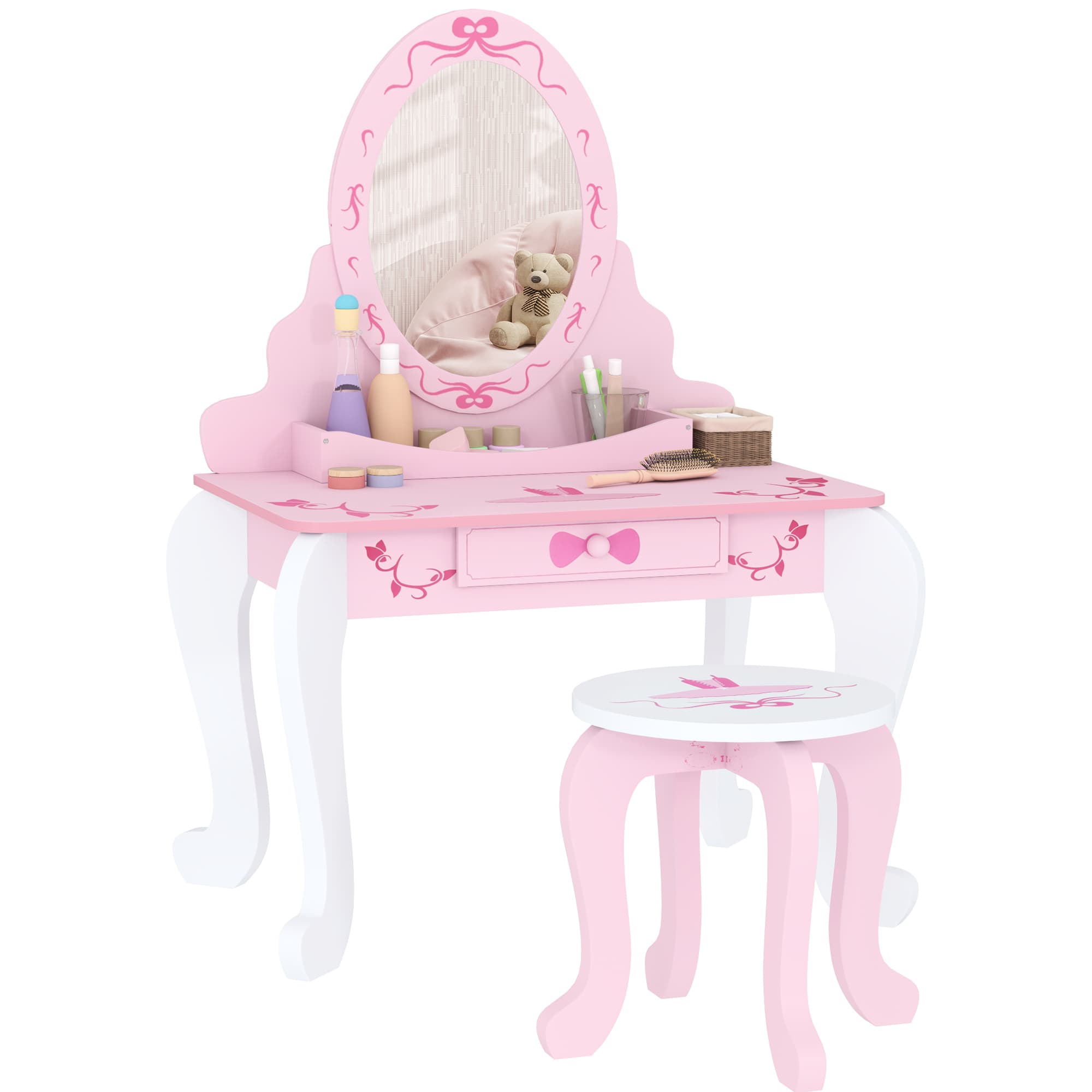 Transform Playtime with this Pink Kids Vanity Set & Stool - Pink