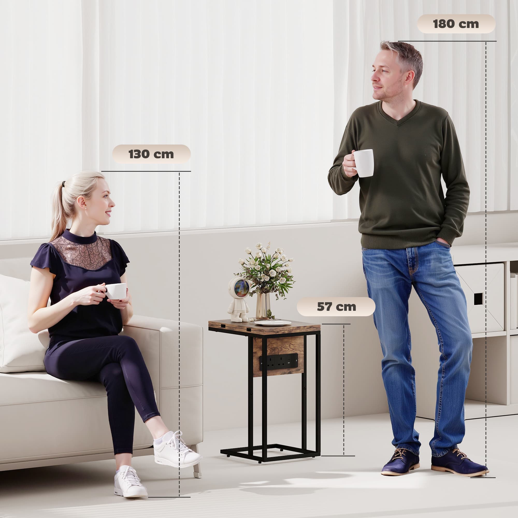 Side Table with Built-In Charging Station and Foldable Top - image 7
