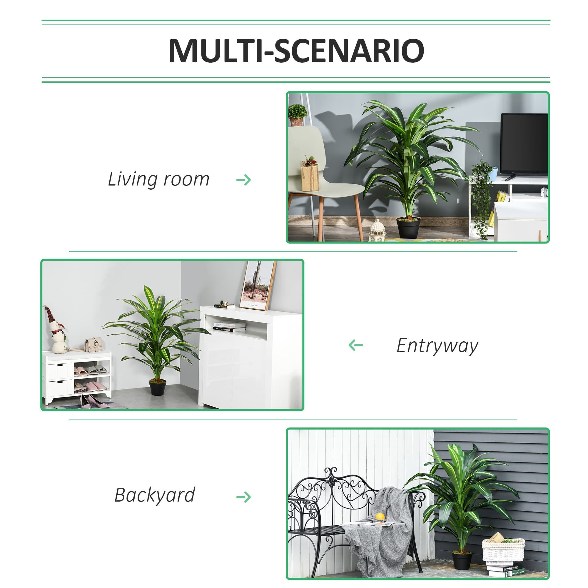 Two Artificial Dracaena Plants in Black Pots, Zero Maintenance - image 5