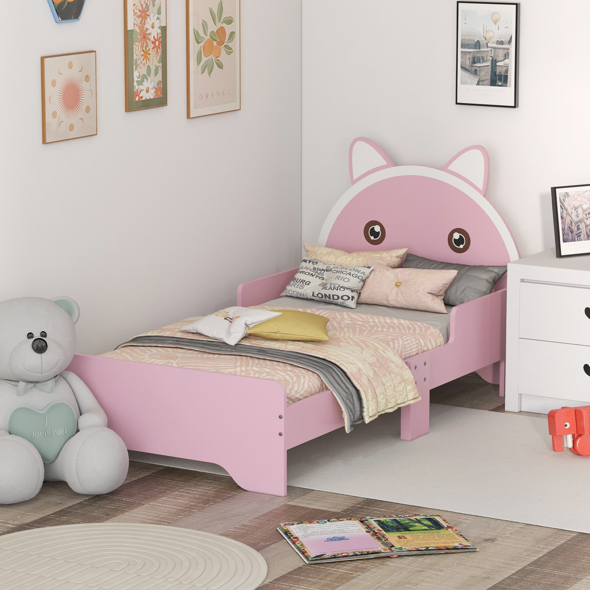 Transform Their Room with the ZONEKIZ Pink Cat Toddler Bed - image 2