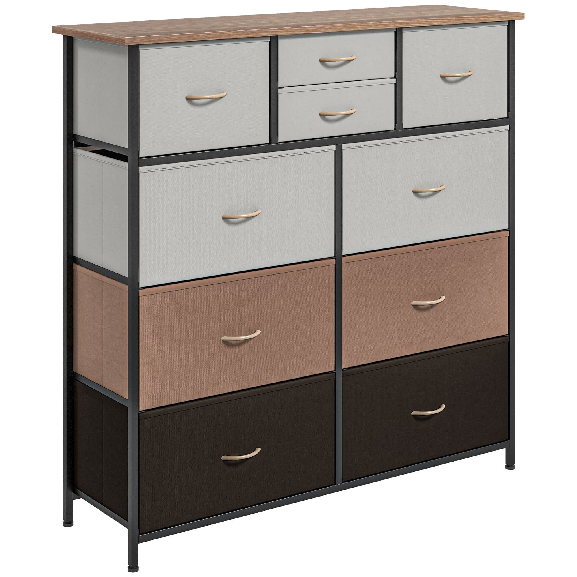 10-Drawer Dresser with Fabric Bins and Steel Frame