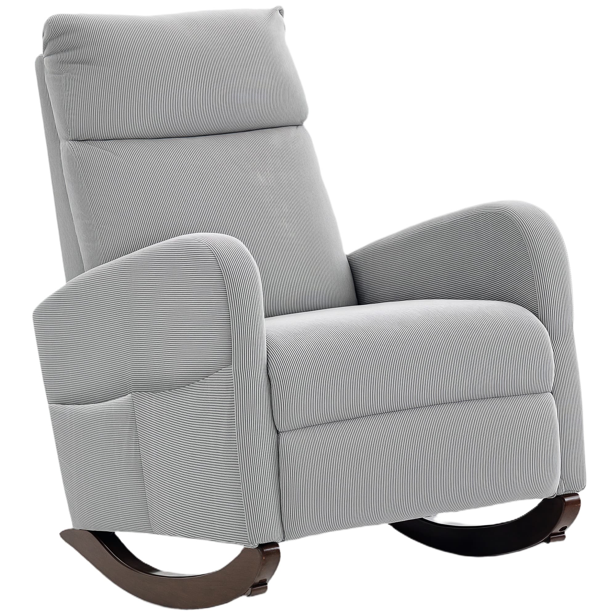 Transform Your Space with this Grey Corduroy Rocking Chair - Grey