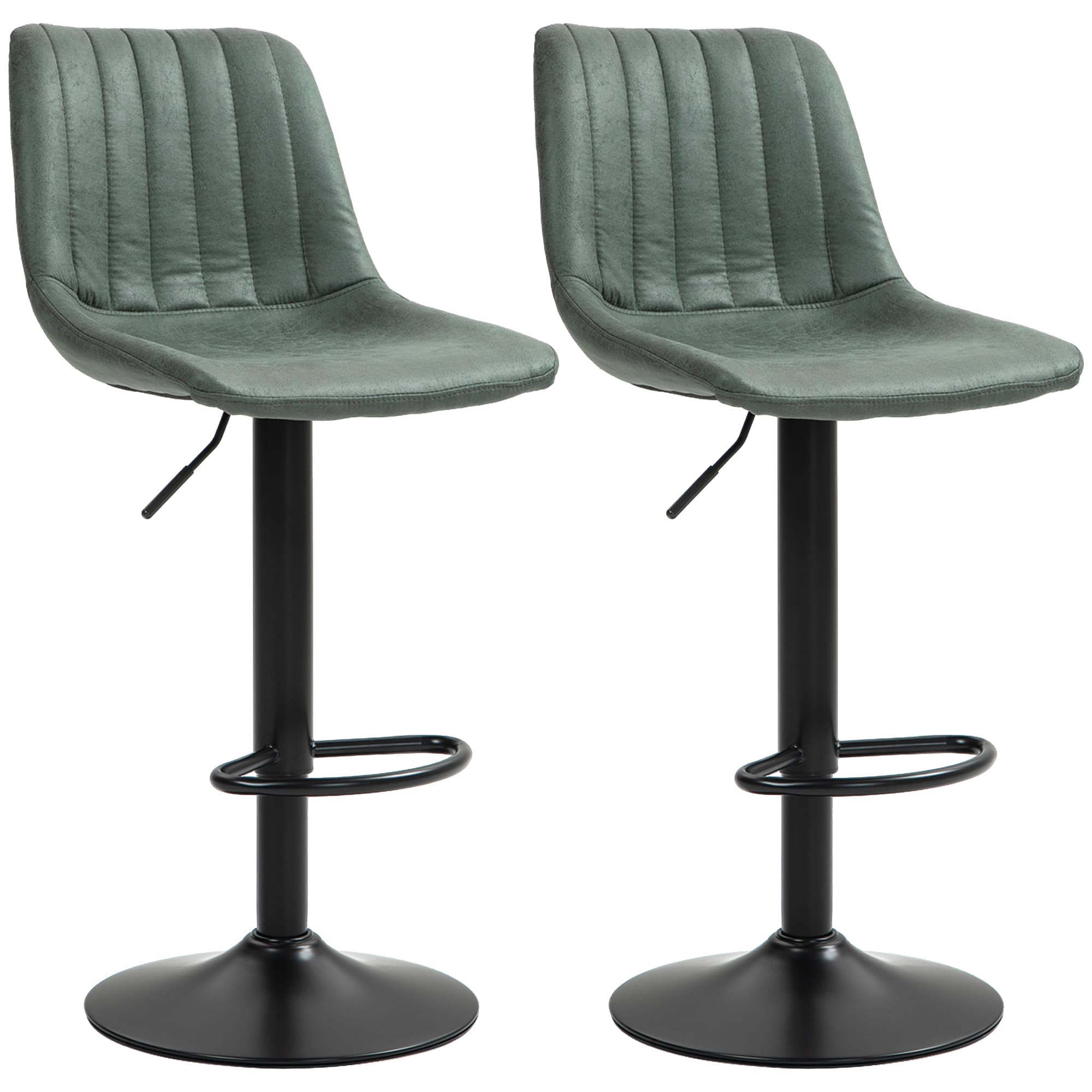 Retro Tub Bar Stools in Green Microfibre – Set of 2 - Green