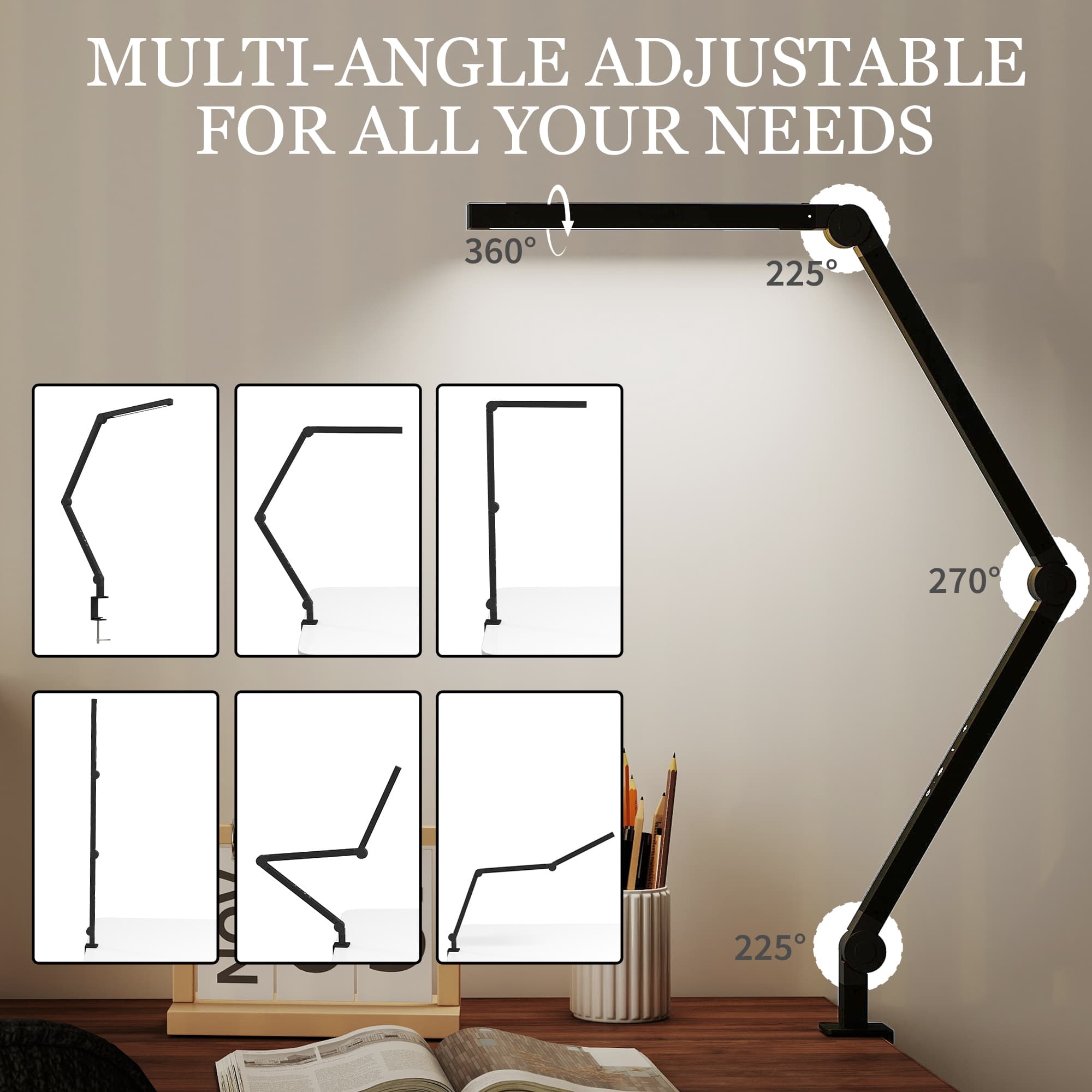Black Dimmable LED Desk Lamp with Clamp - image 7