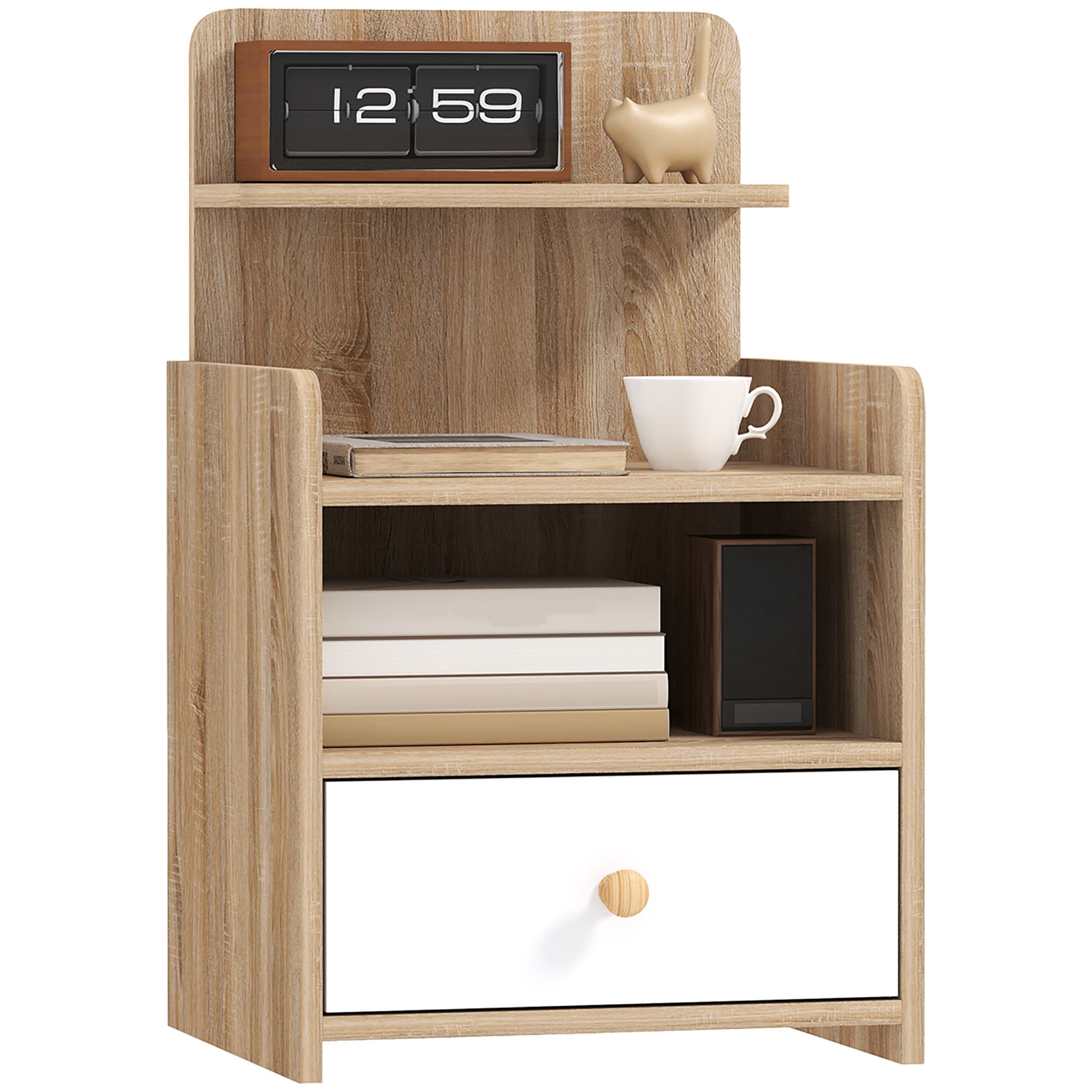 Bedside table with shelves and white drawer - image 10