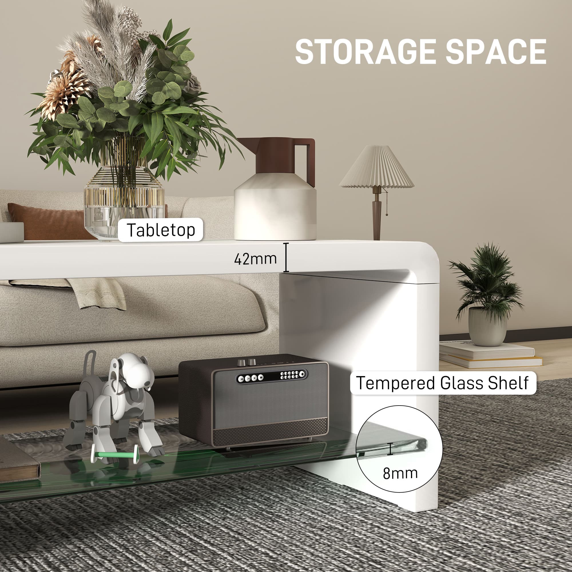 Effortless Style: Curved White High Gloss Coffee Table - image 5