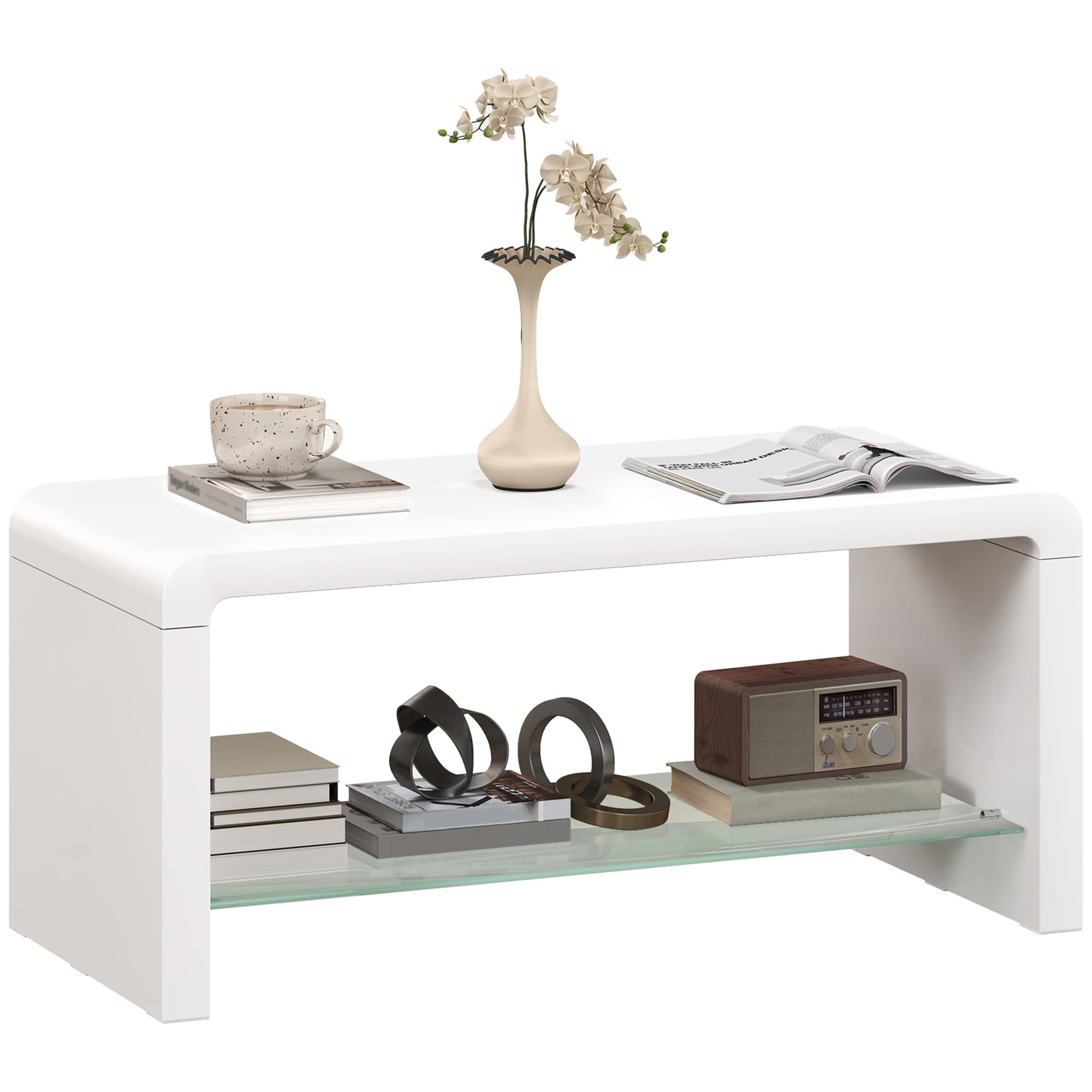 Effortless Style: Curved White High Gloss Coffee Table