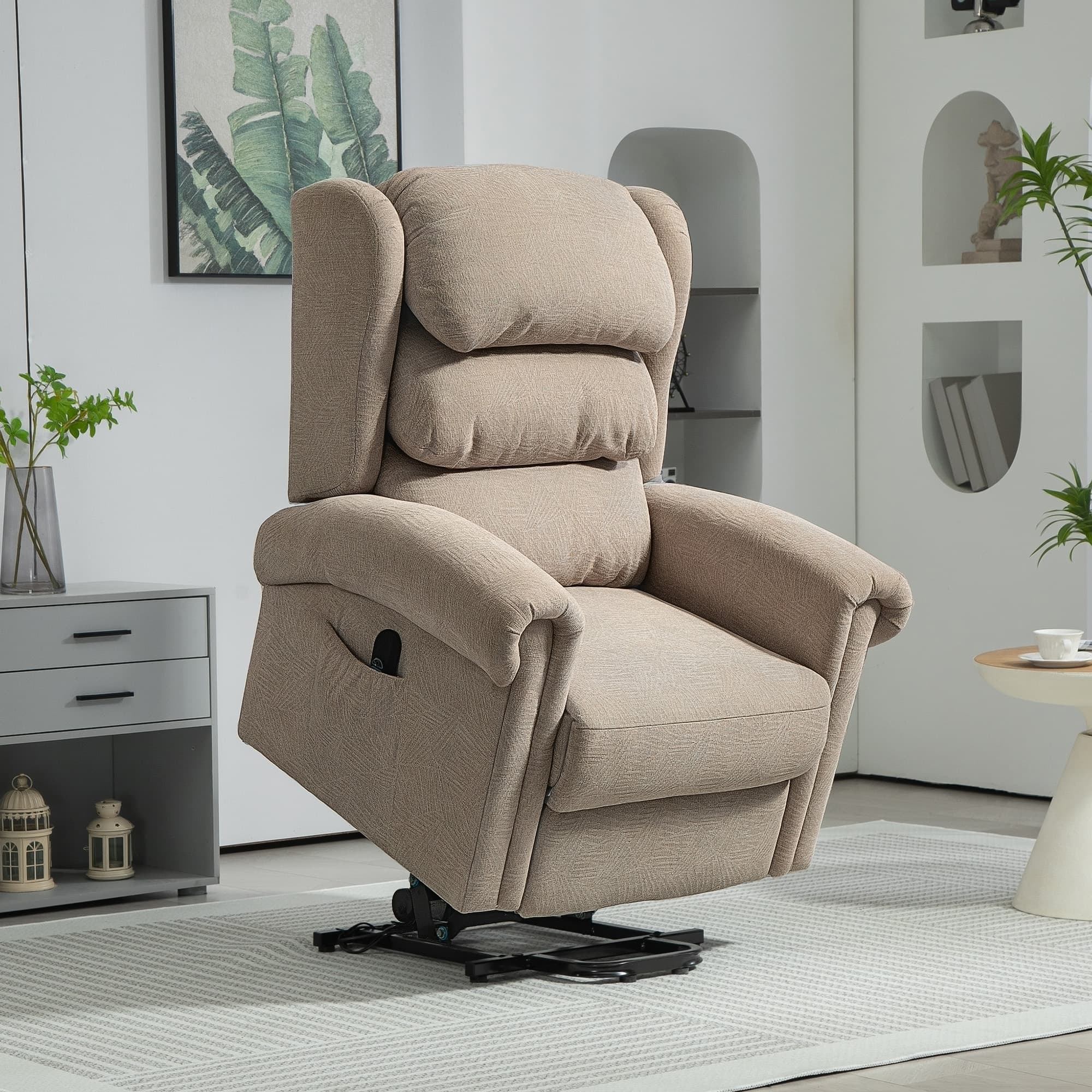 Effortless Comfort: Khaki Velvet Electric Riser Recliner - image 5