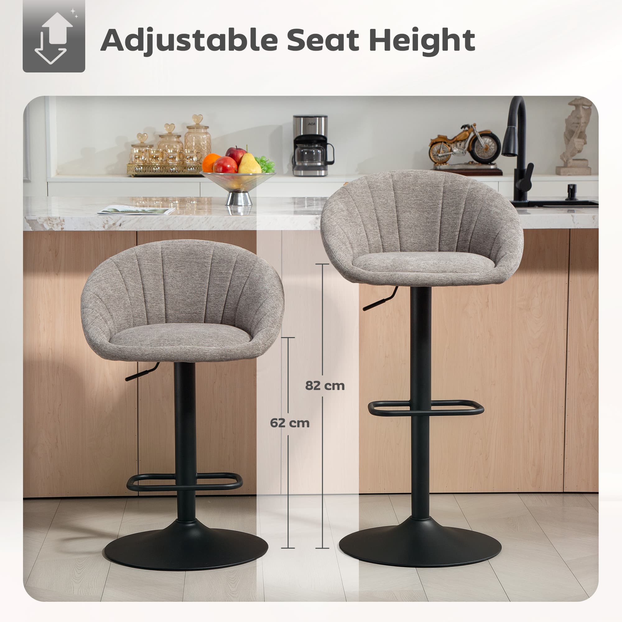 Set of 2 Grey Tub Bar Stools for Effortless Kitchen Comfort - image 3