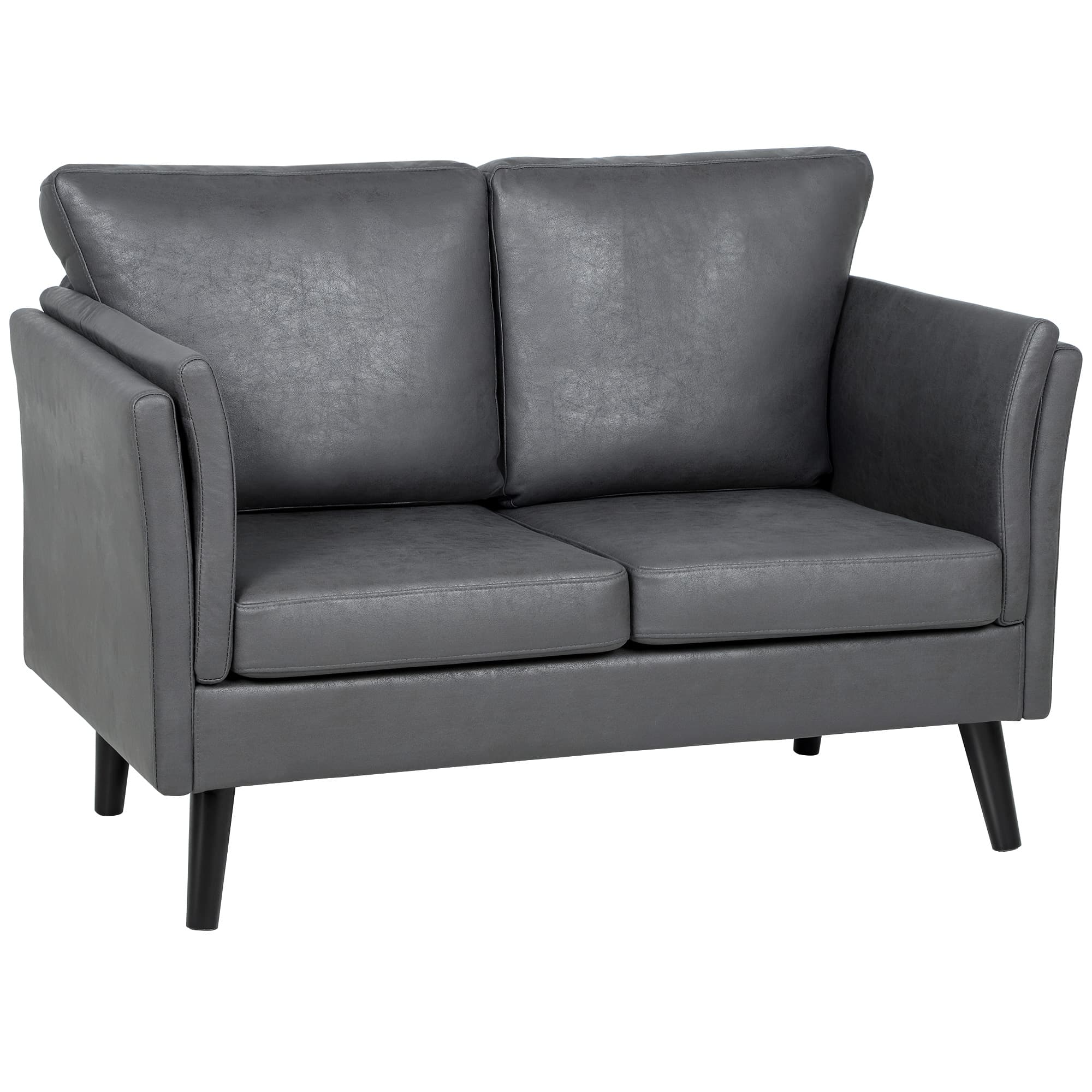 Premium Grey Leathaire Two-Seater Sofa for Effortless Comfort - Grey