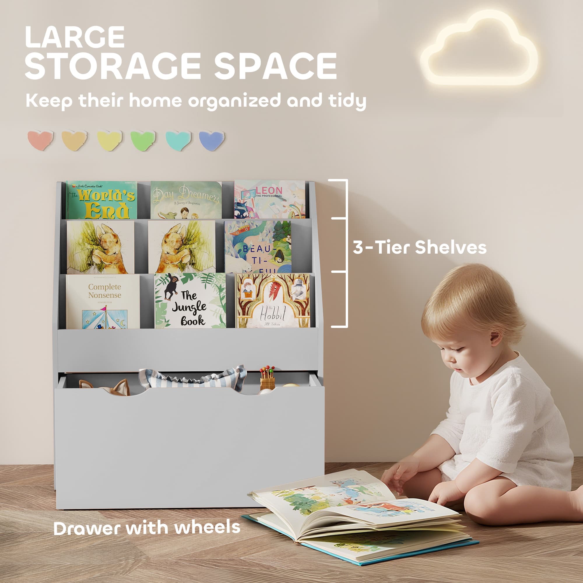 Transform Their Space with this Premium Grey Kids Bookcase - image 4