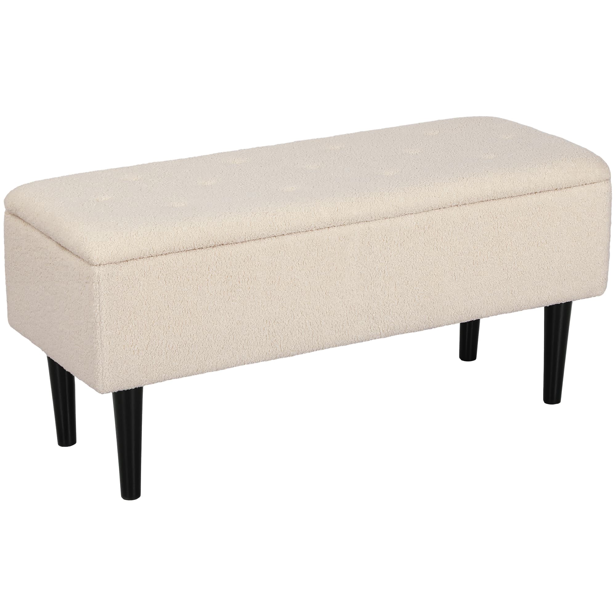 Transform Your Space with this Cream Teddy Fleece Storage Ottoman - Cream