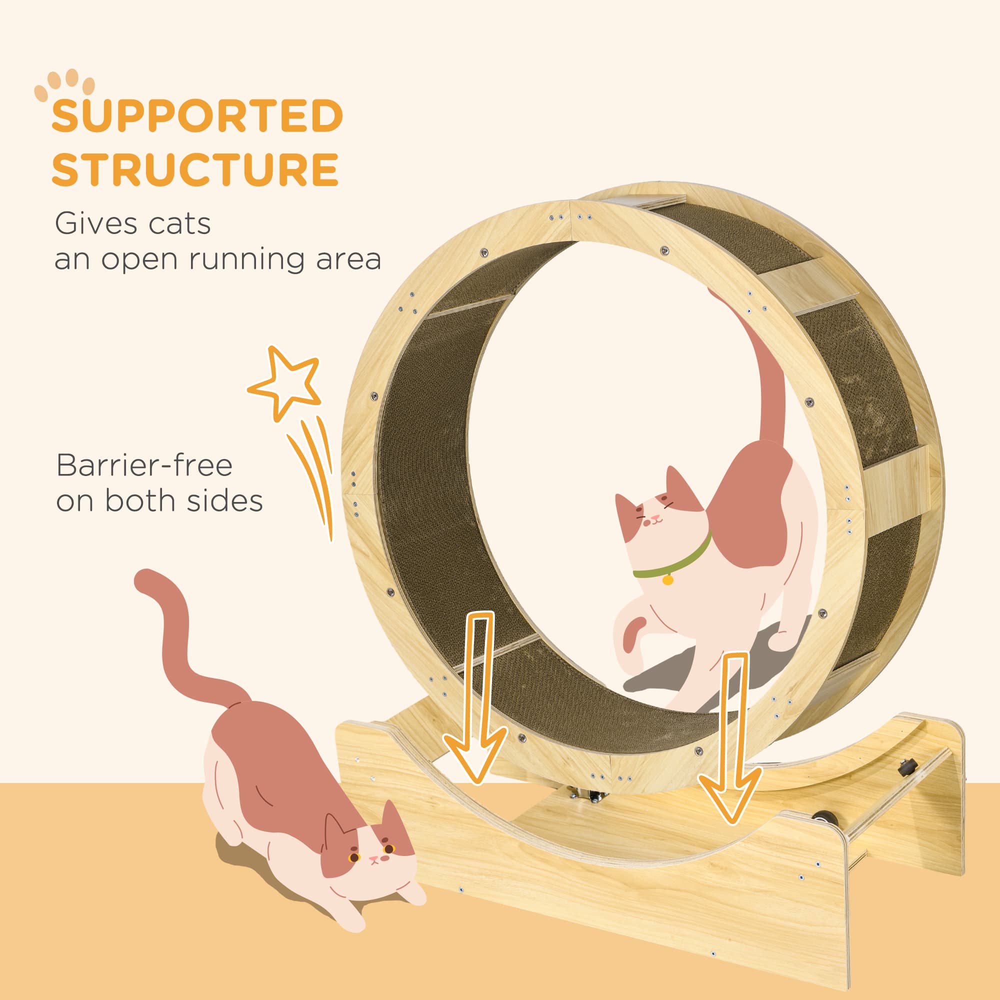 Wooden Cat Exercise Wheel with Integrated Scratching Pads - image 10
