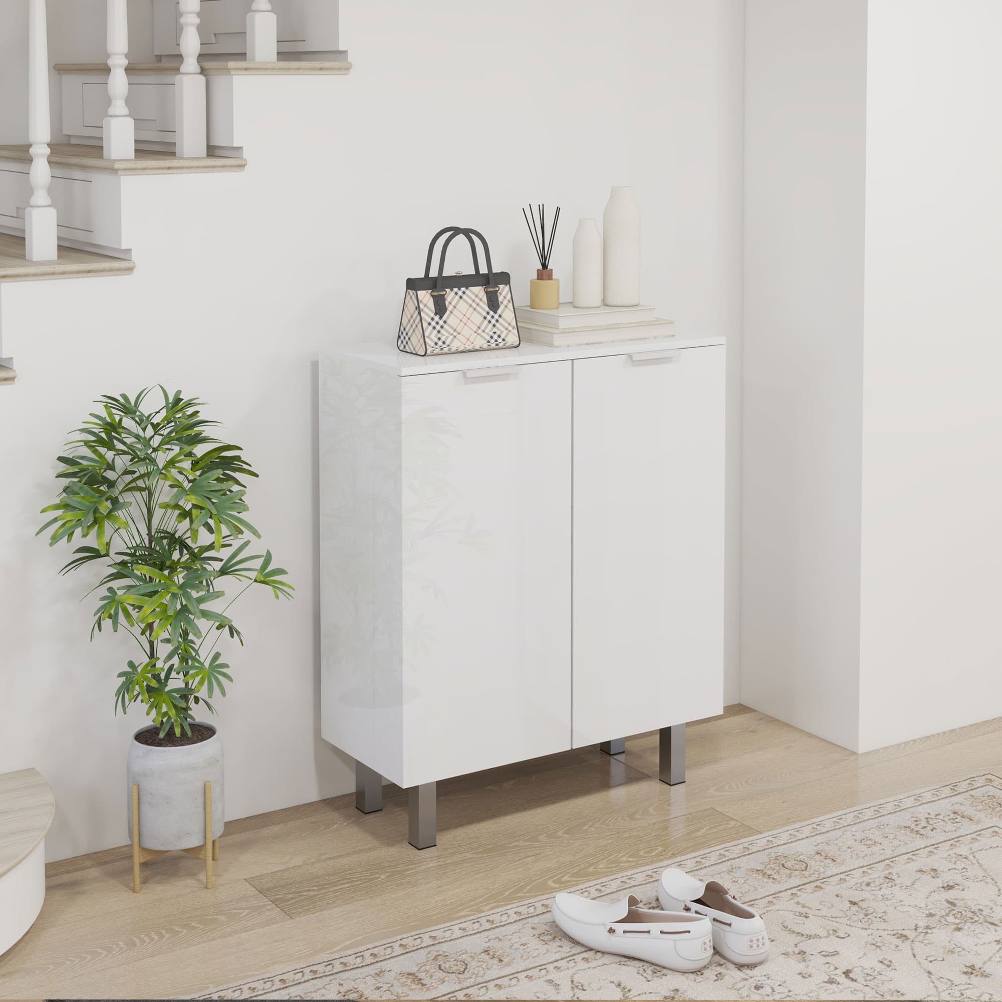 Store Up to 20 Pairs Behind Sleek Gloss-White Doors - image 4