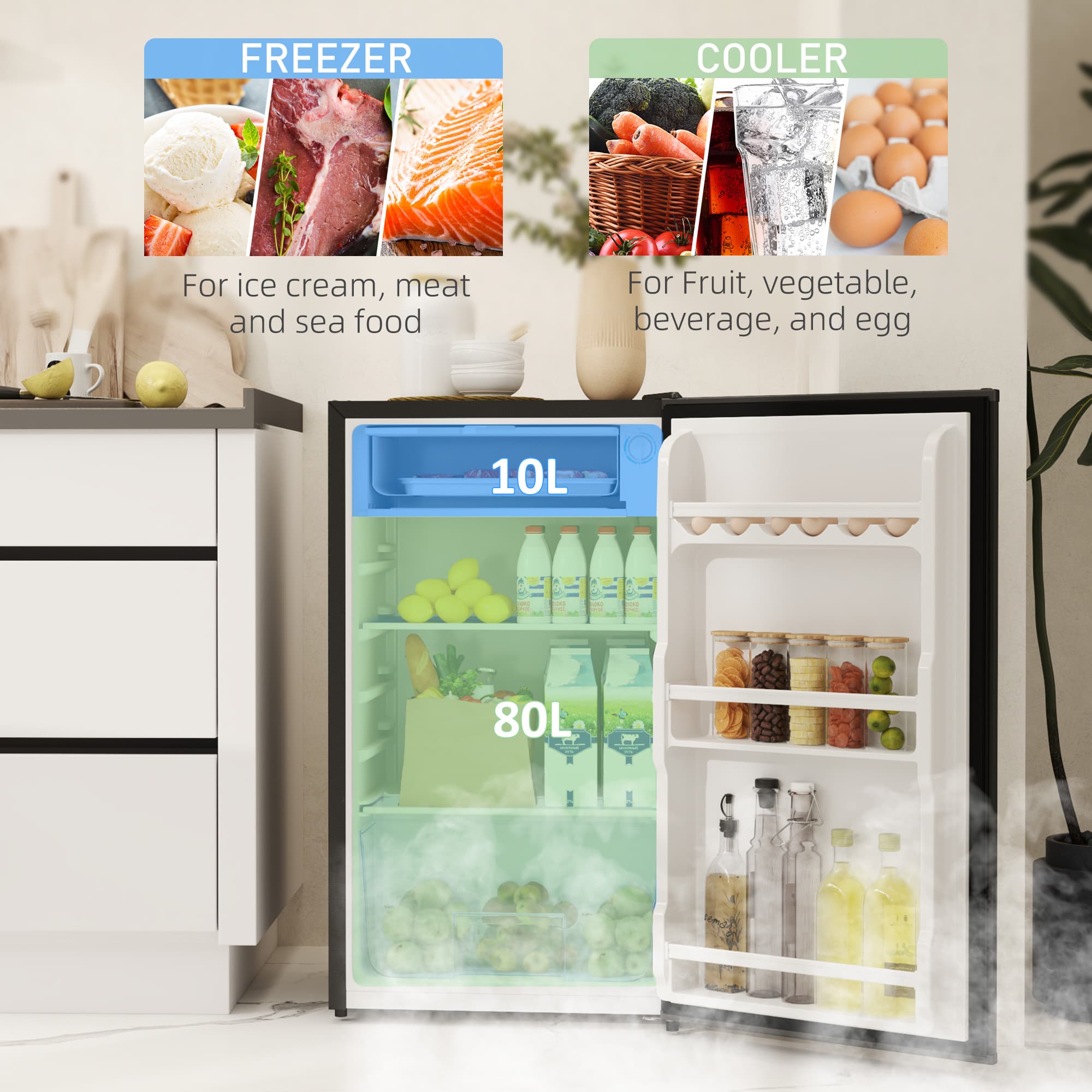91-Litre Lockable Under-Counter Fridge in Black - image 7