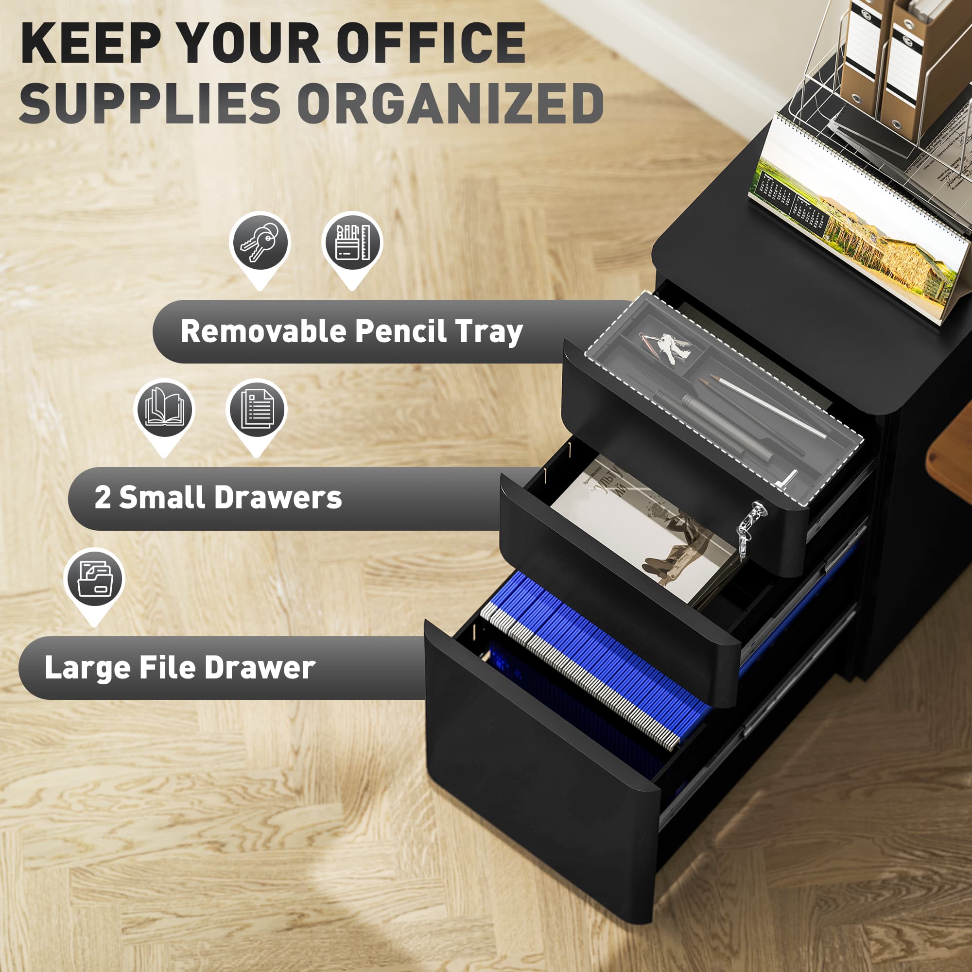 Secure Your Workspace with the Vinsetto 3-Drawer Steel Cabinet - image 3