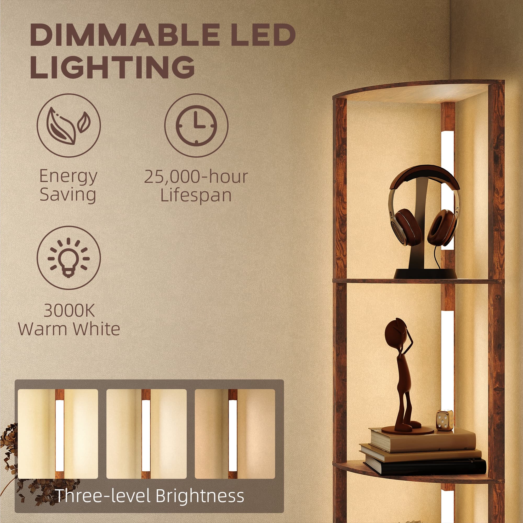 Transform Your Space with this Rustic LED Corner Shelf Lamp - image 2