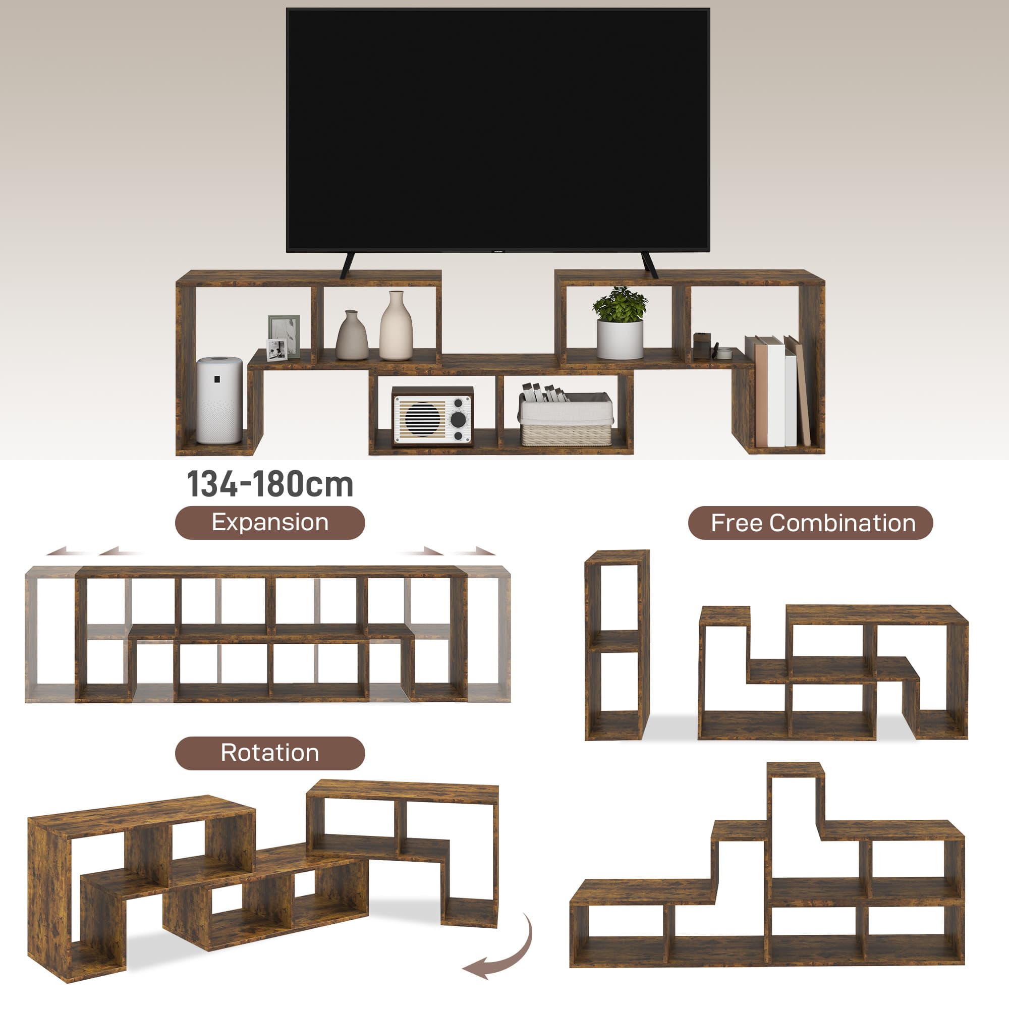 Customise Your Space with the Modular Rustic Brown TV Stand - image 1