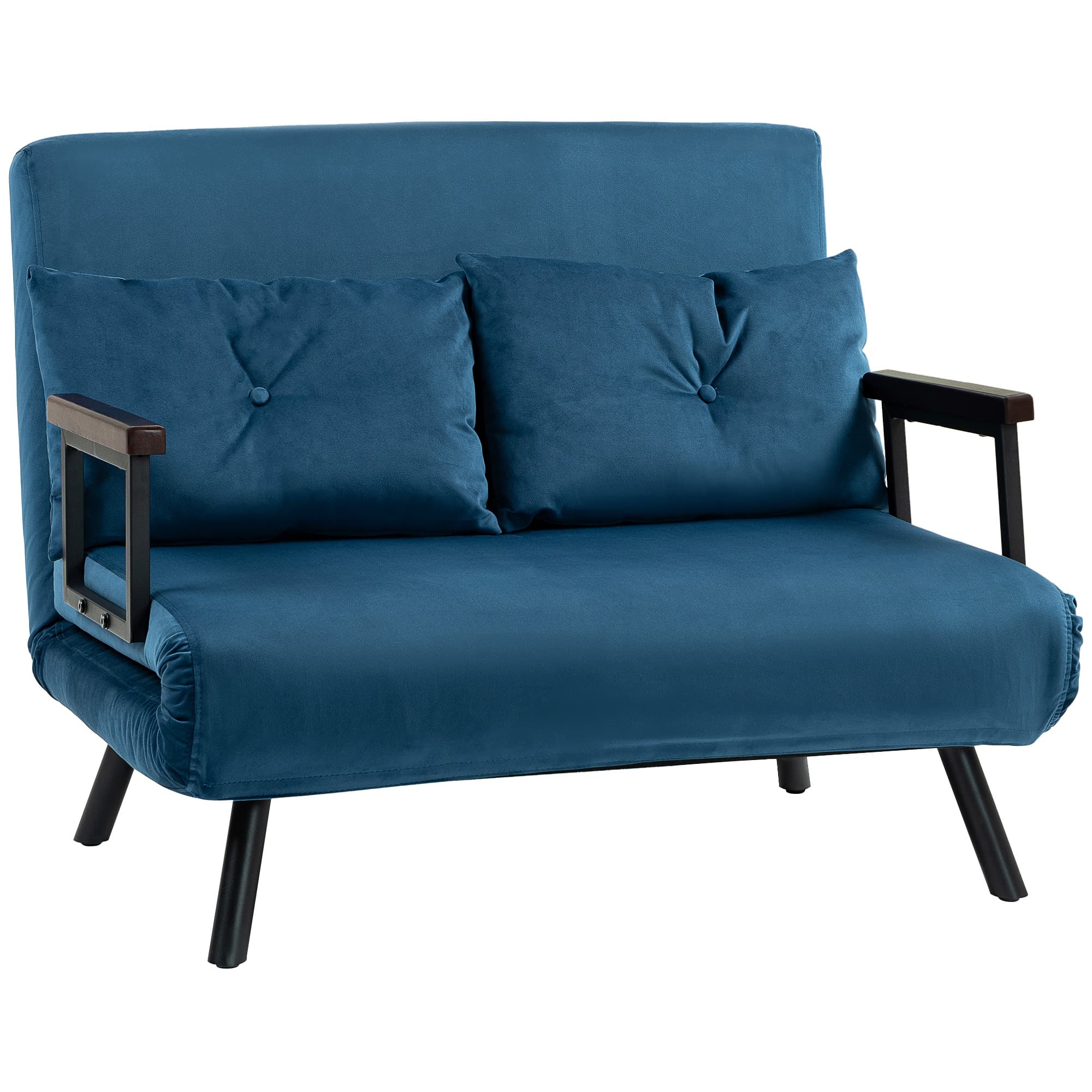 Transform Your Space with the 4-in-1 Velvet Double Sofa Bed - Blue