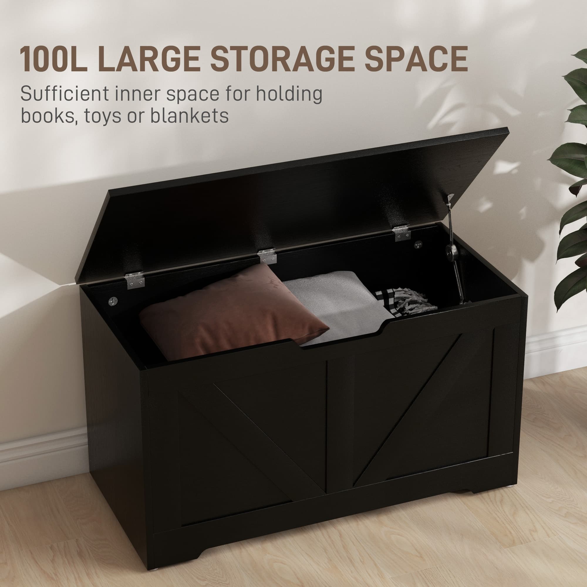 Effortless Organisation: 100L Black Storage Trunk & Seat - image 1