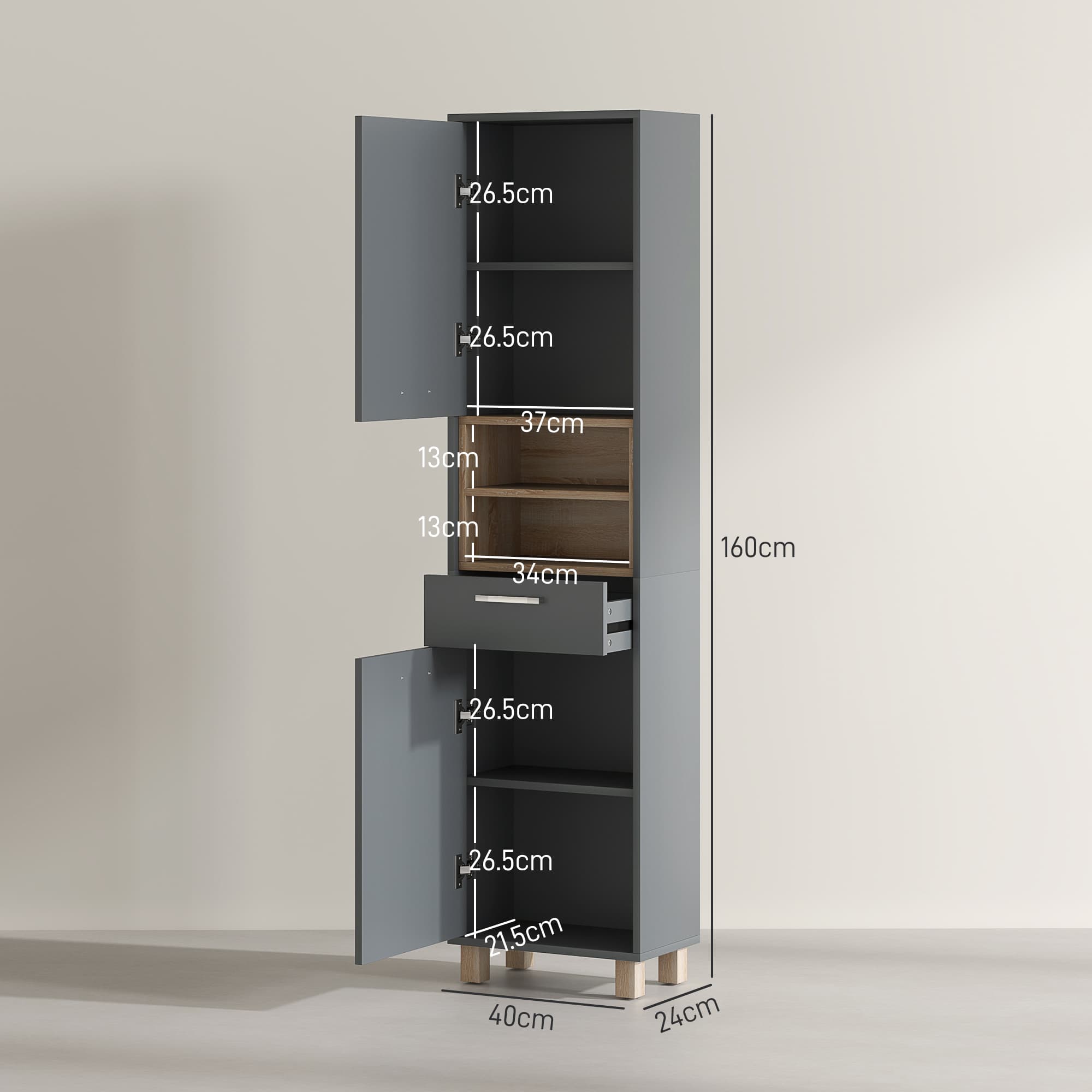 Effortless Storage: Tall Matte Grey Bathroom Cabinet - image 3