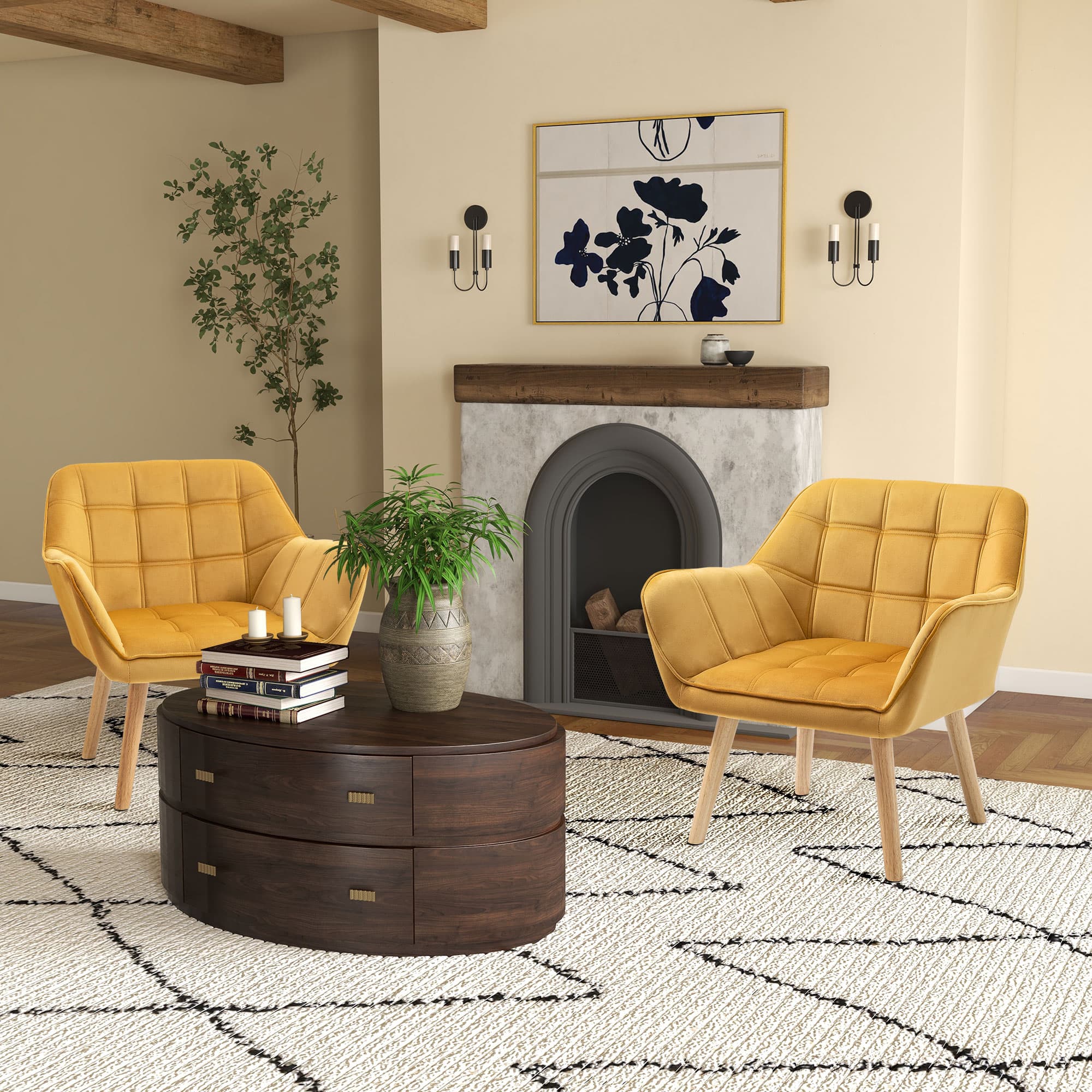 Transform Your Space with these Yellow Velvet Accent Chairs - image 1