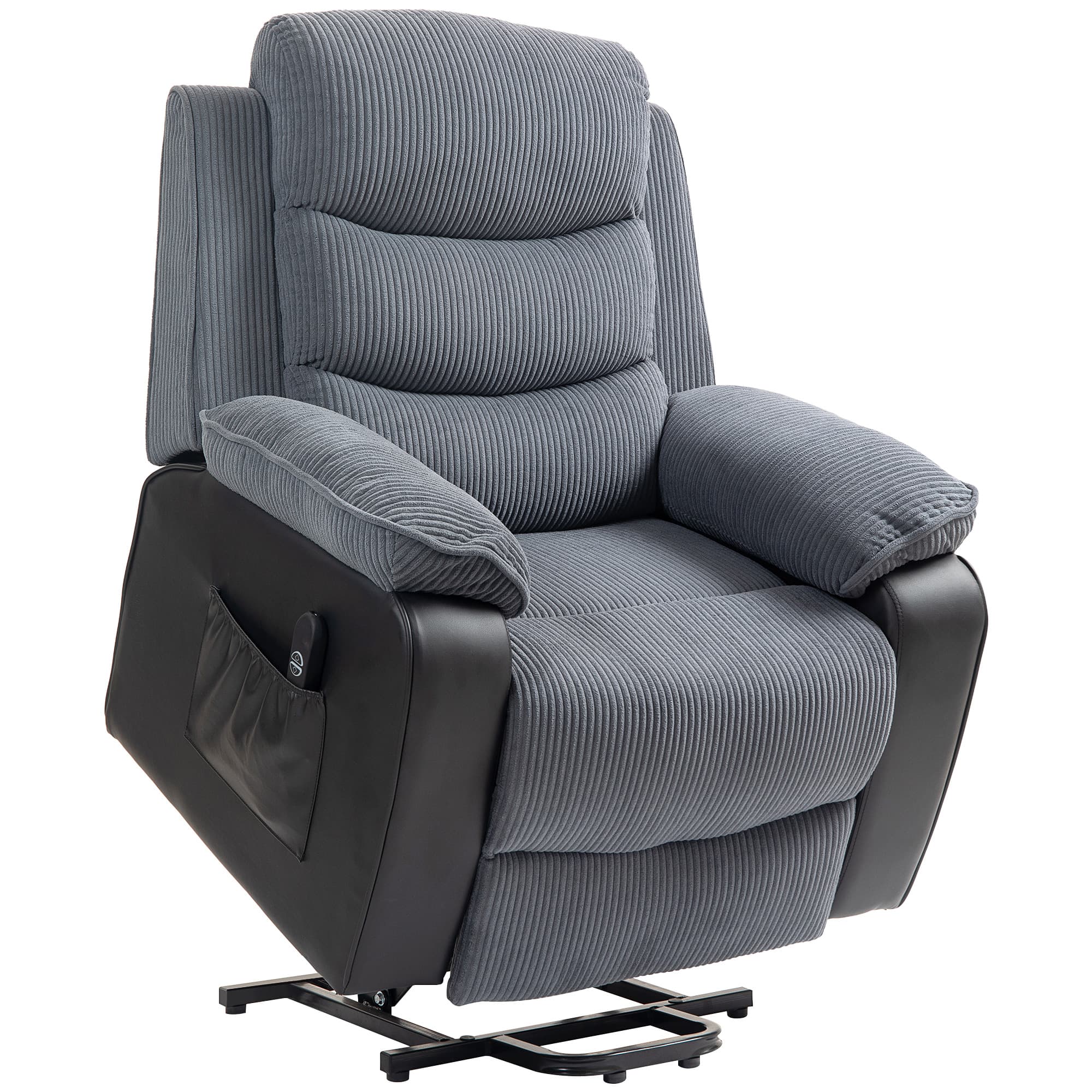 Effortless Dark Grey Corduroy Electric Lift Recliner Chair