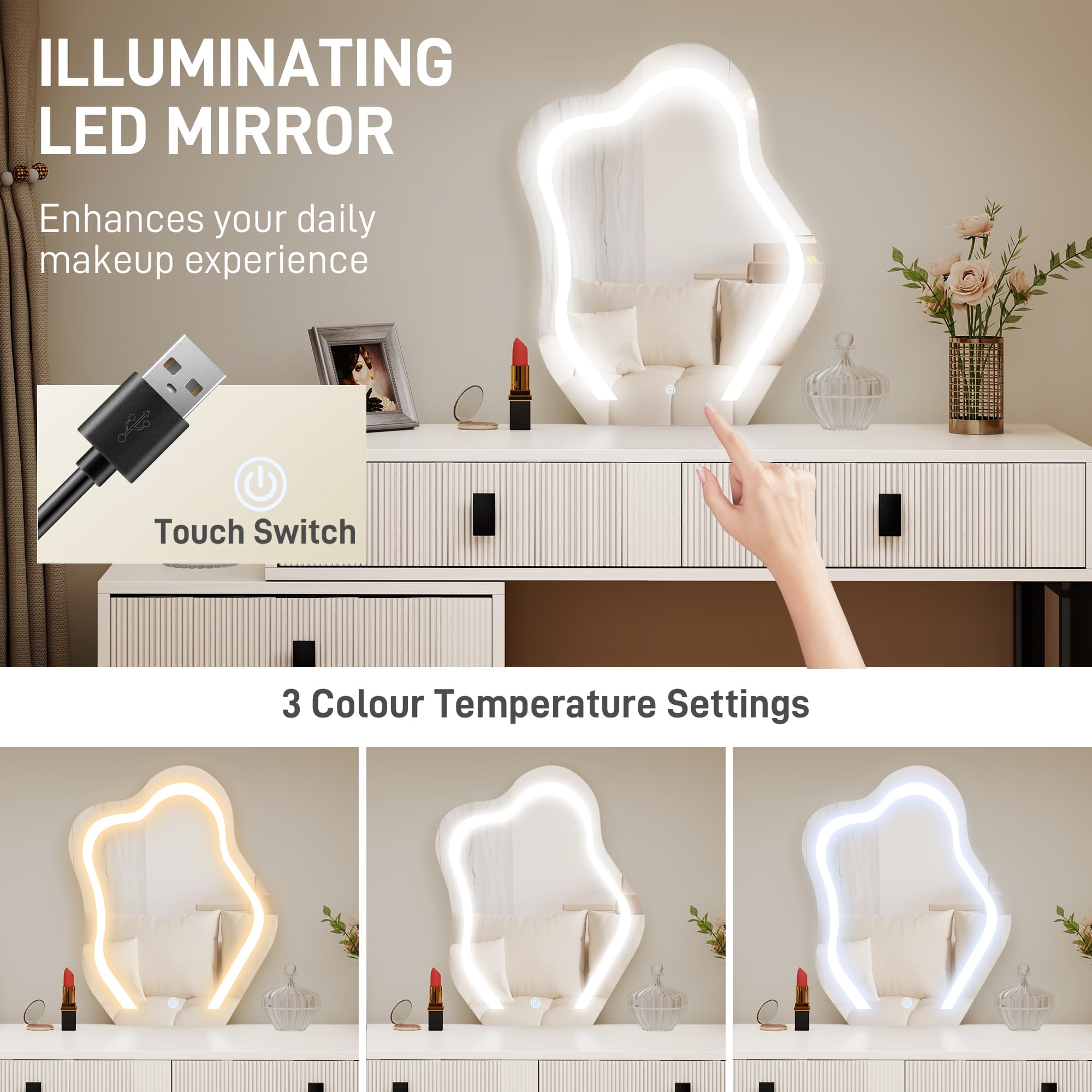 Transform Your Routine with This White LED Dressing Table - image 4