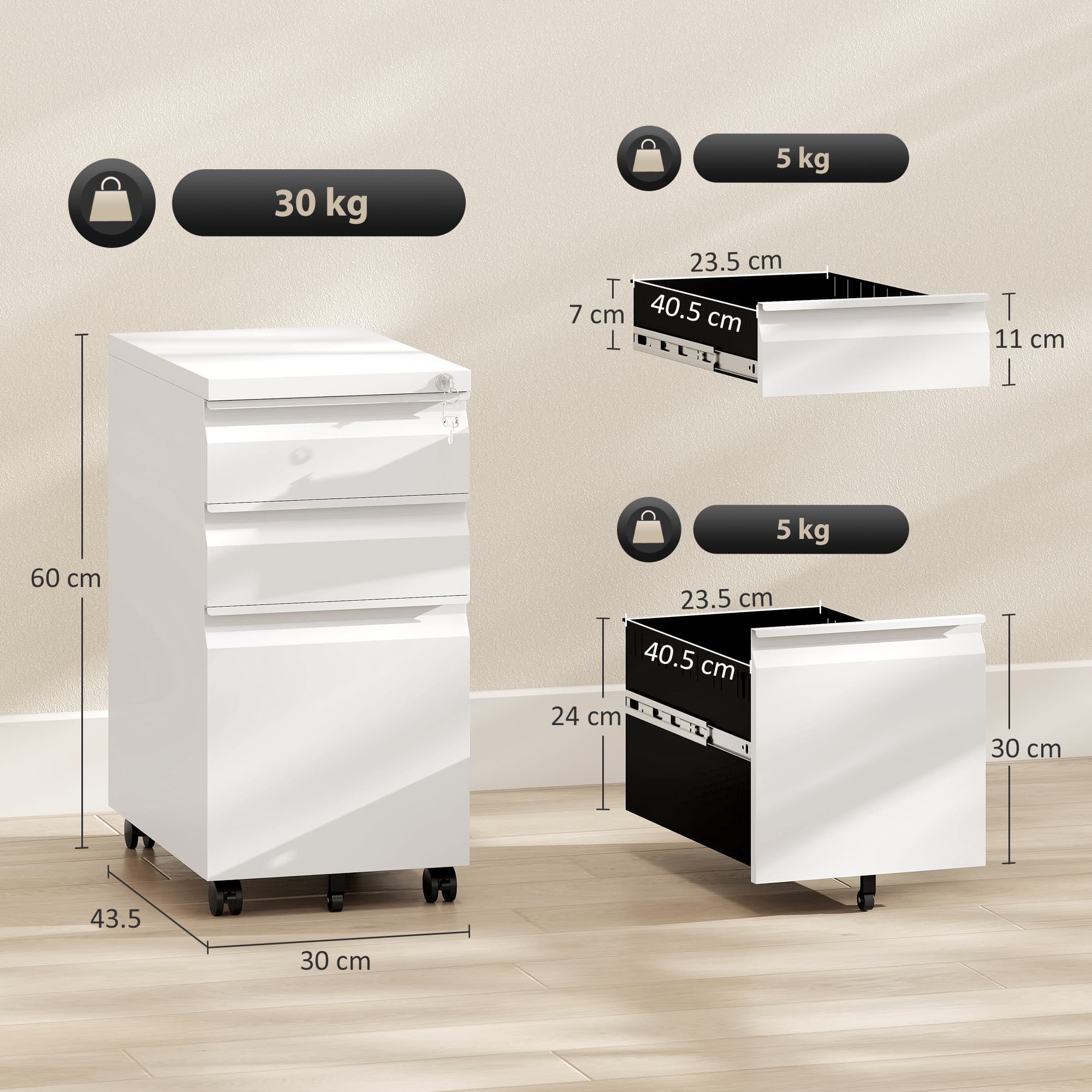 Organise Effortlessly with the Vinsetto Mobile Filing Cabinet - image 4