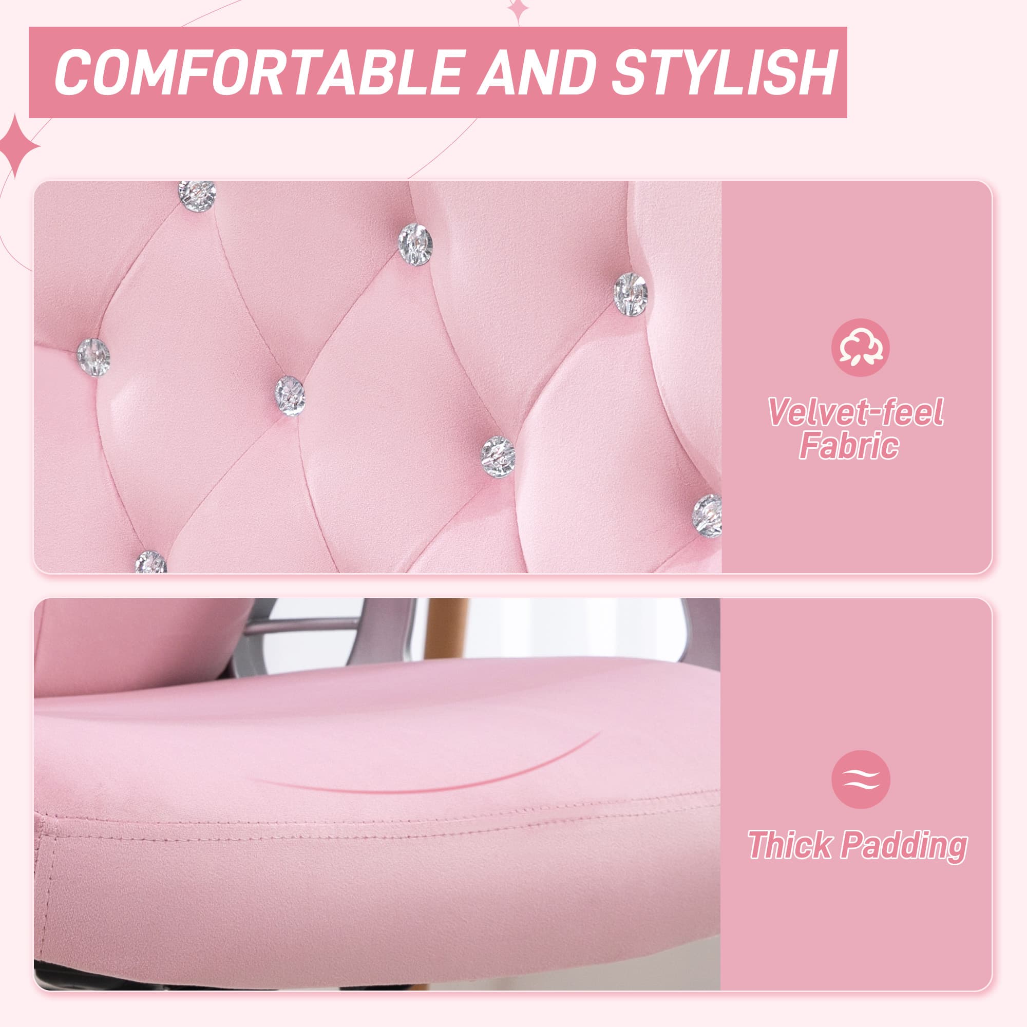 Transform Your Workspace with this Pink Velvet Desk Chair - image 3