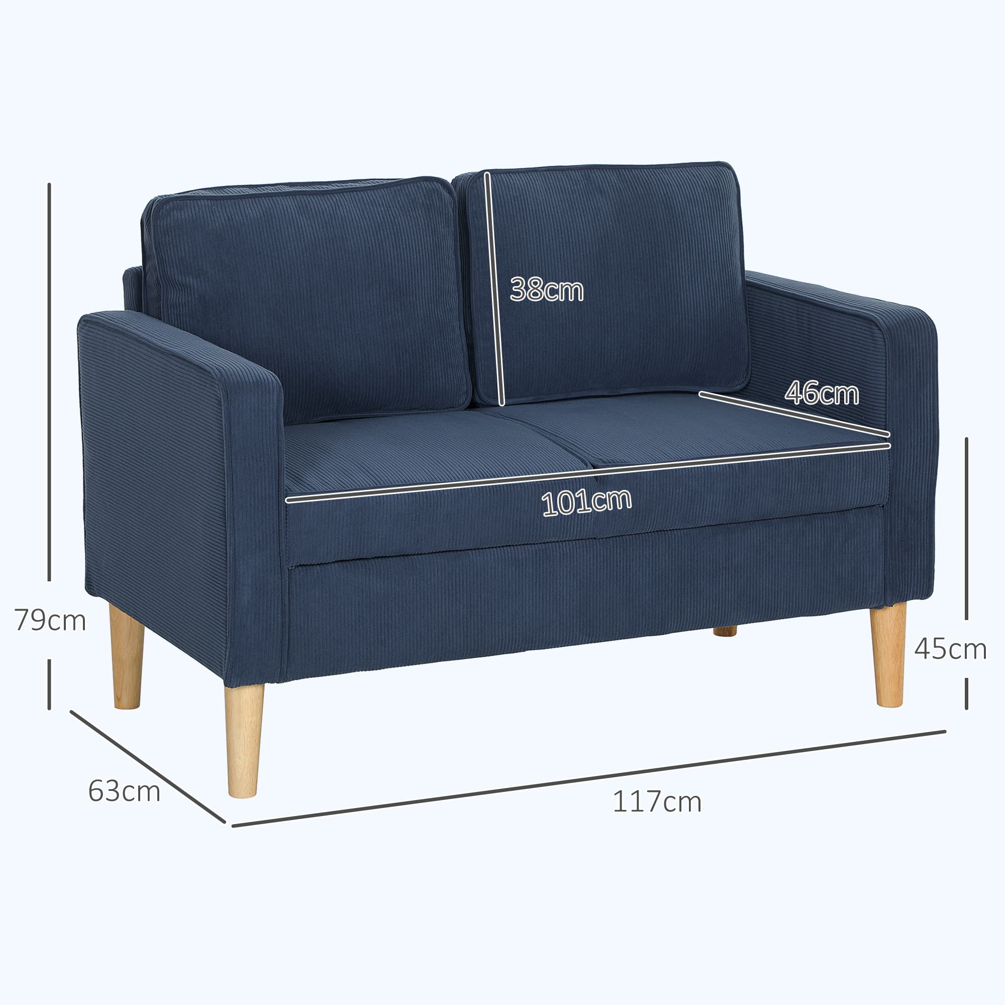 Transform Your Space with this Blue Corduroy Storage Sofa - image 1