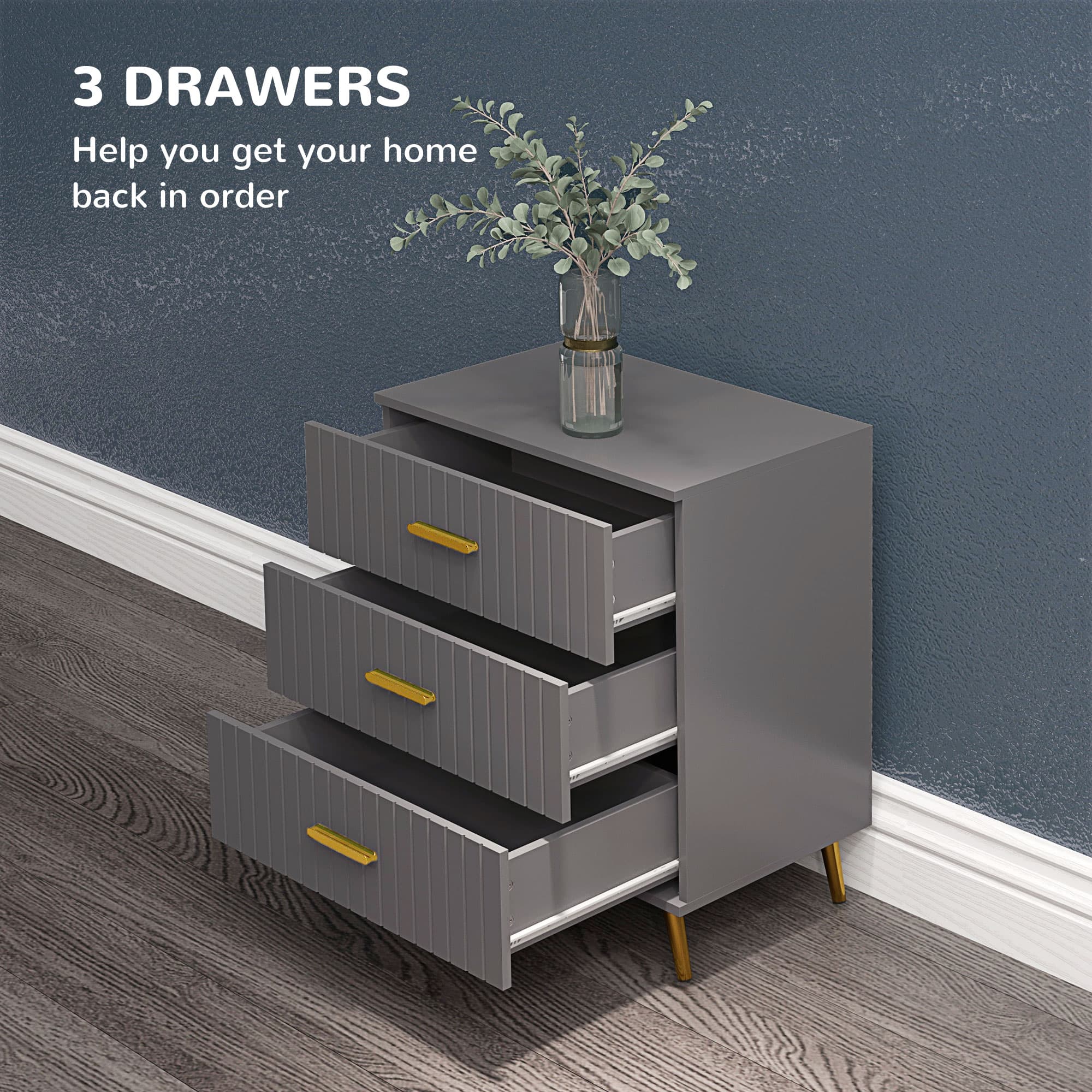 Grey and Gold 3-Drawer Dresser for Elegant Bedroom Storage - image 5