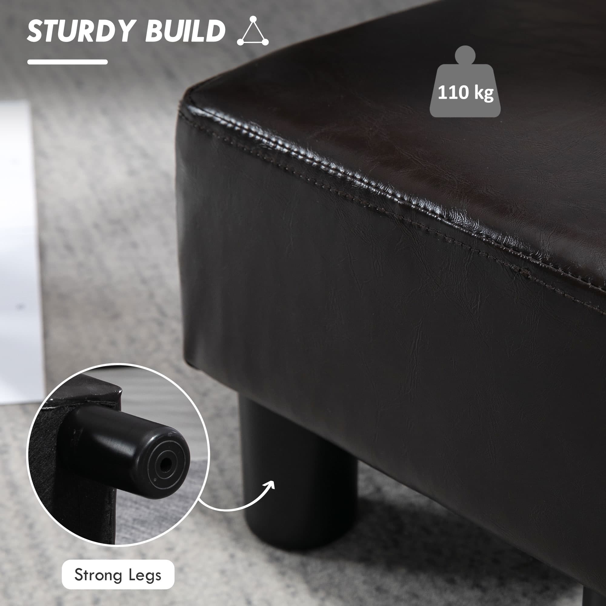 Brown PU Leather Footstool Ottoman for Compact Comfort - image 9