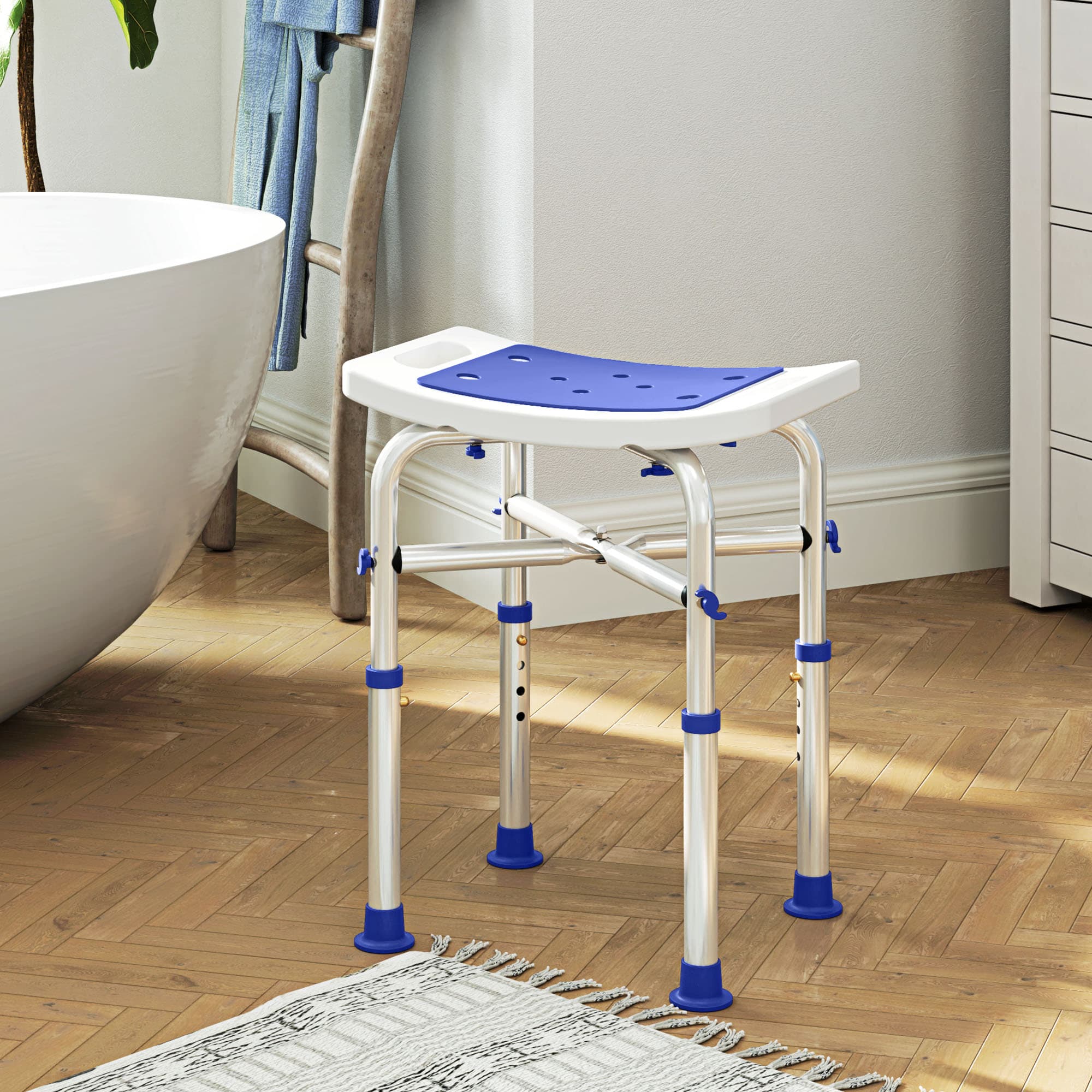 Height-Adjustable Shower Stool with Suction Feet, 44-51.5cm - image 6