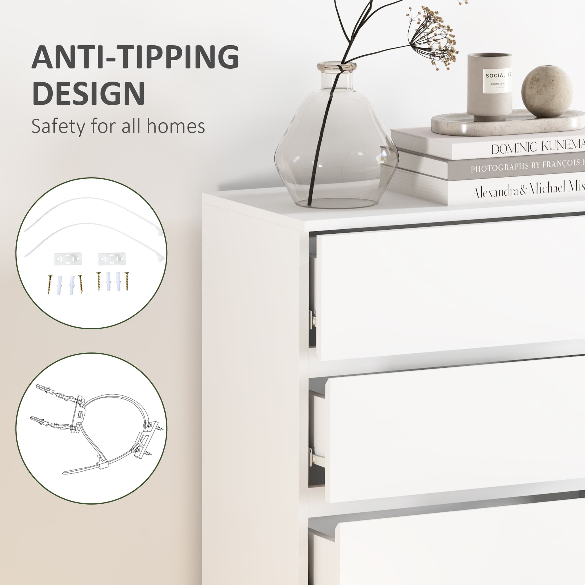 Modern 5-Drawer White Chest of Drawers — Handleless Design - image 5